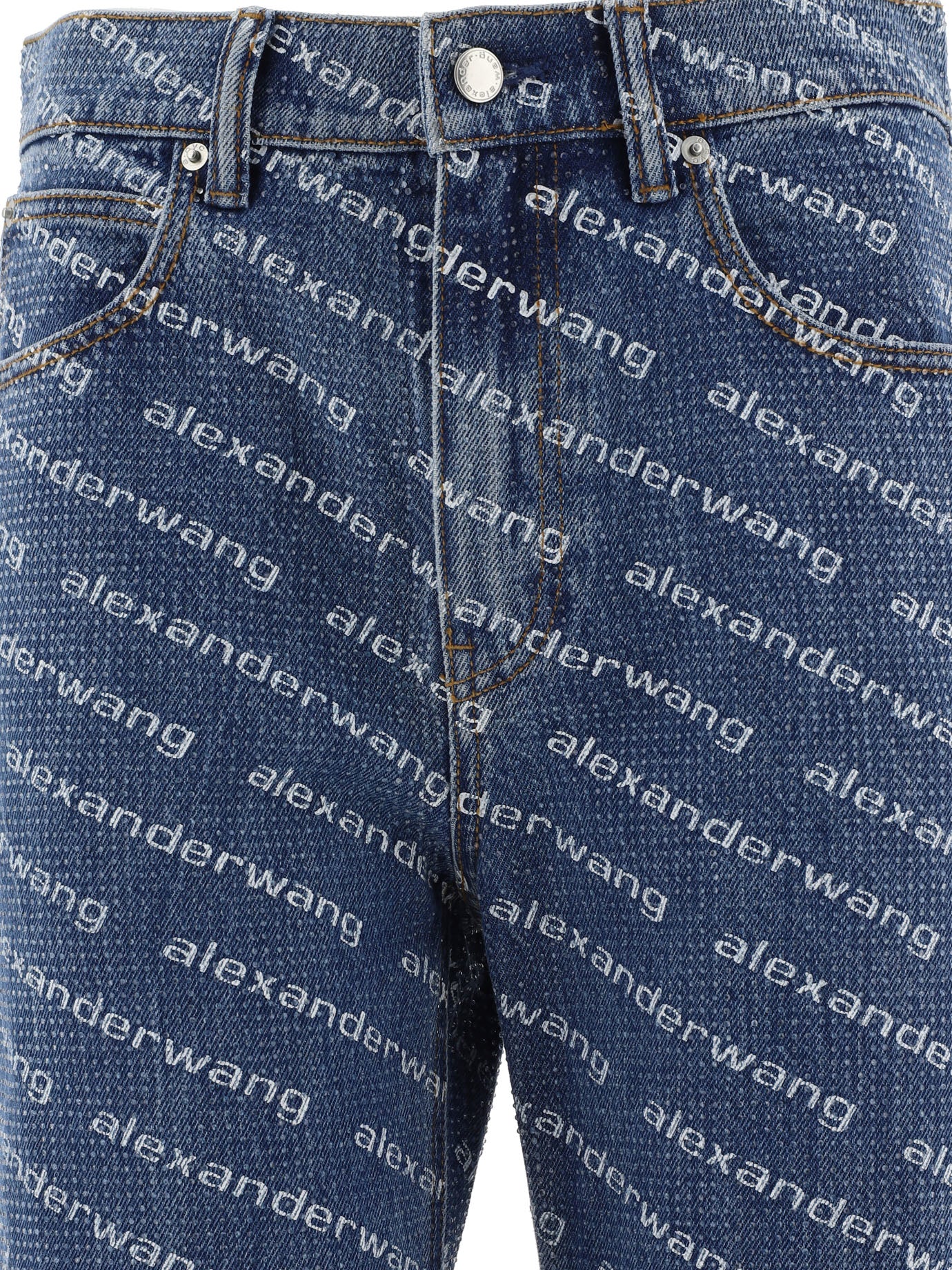 Alexander Wang Jeans With Logo Crystal Hotfix