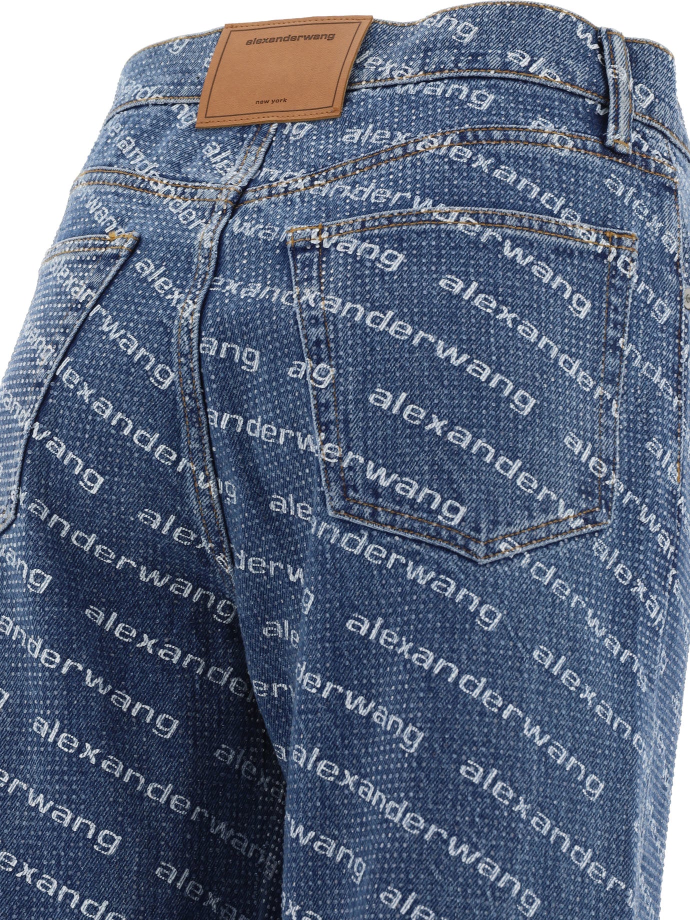 Alexander Wang Jeans With Logo Crystal Hotfix