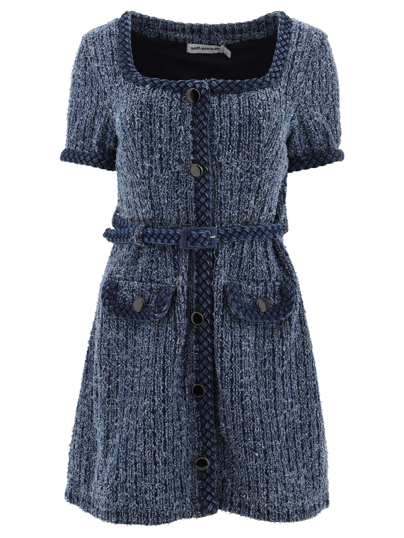 Self-portrait Textured Denim Dress