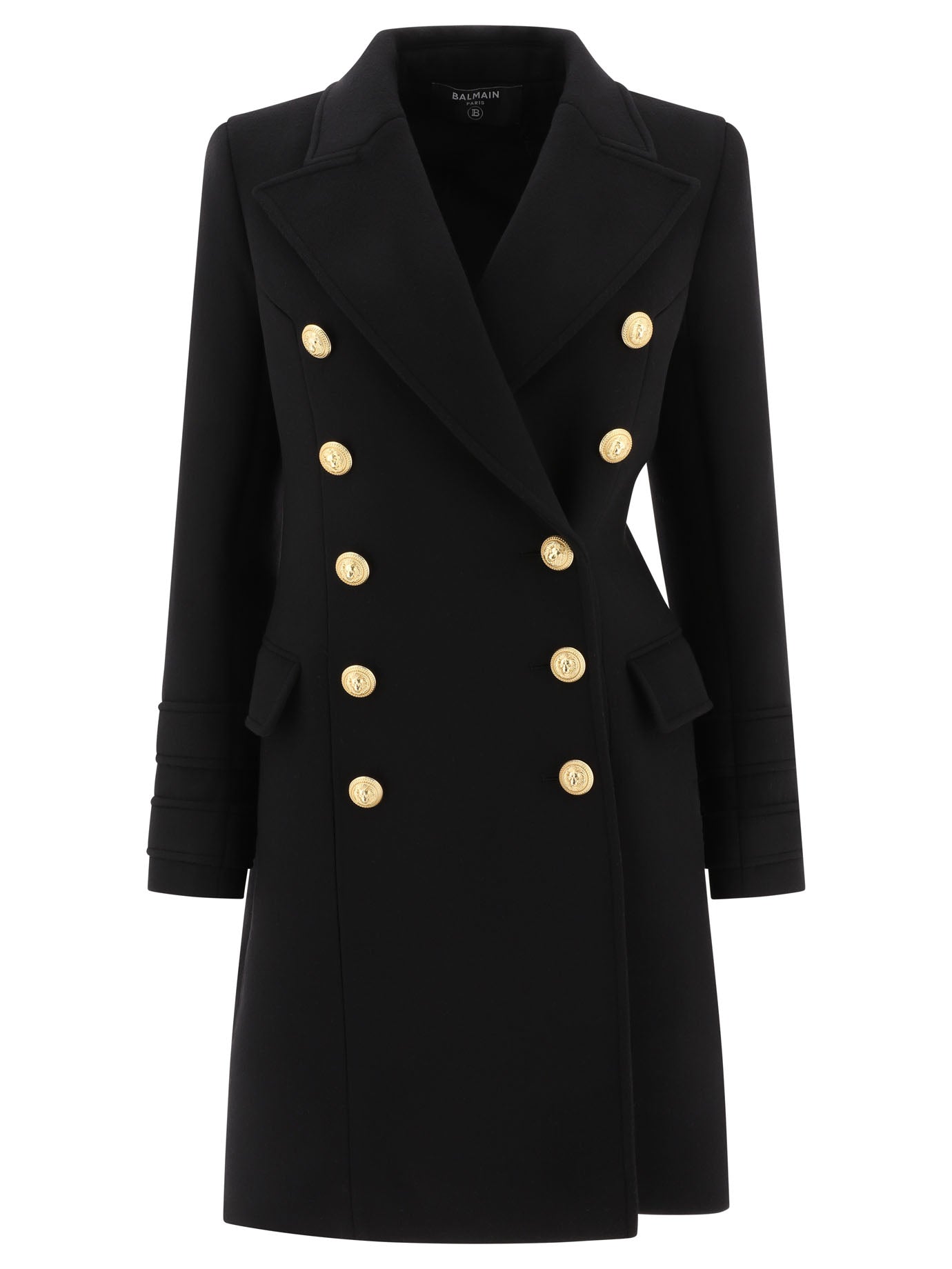 Balmain Double-Breasted Coat With Gold Buttons