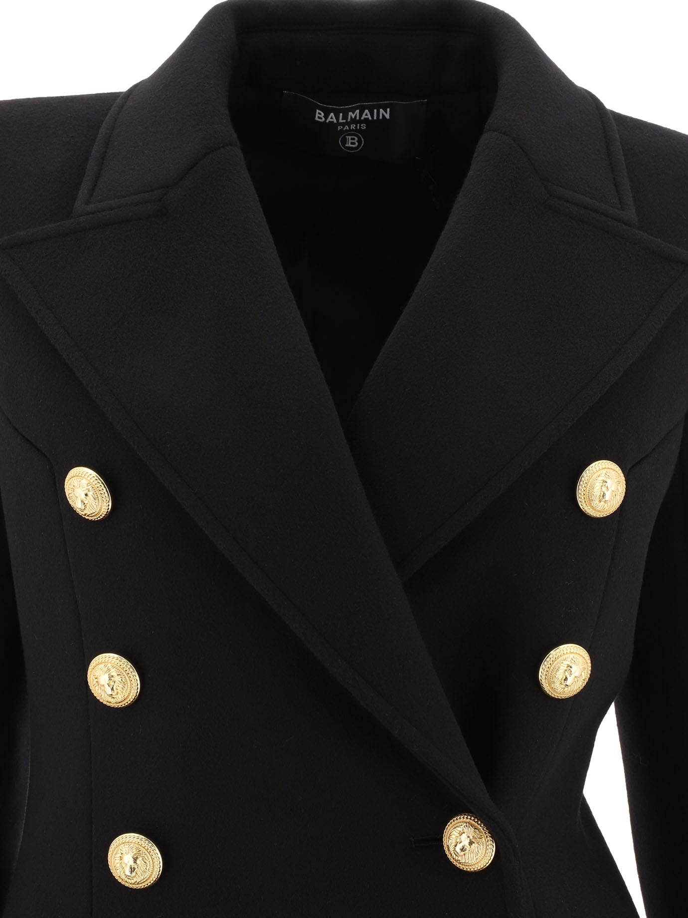 Balmain Double-Breasted Coat With Gold Buttons