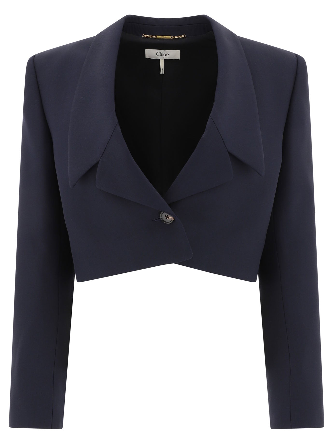 Chloé Cropped Spencer Jacket In Wool Grain De Poudre