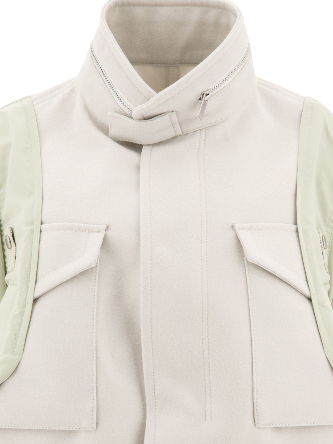 Sacai Wool Melton X Nylon Twill Bomber Jacket