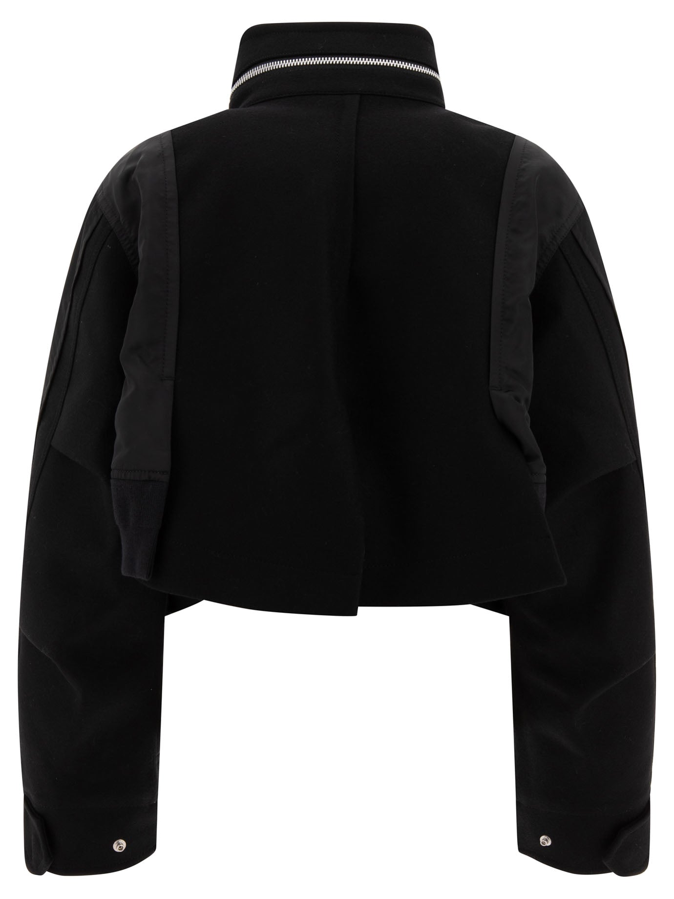 Sacai Wool Melton X Nylon Twill Bomber Jacket