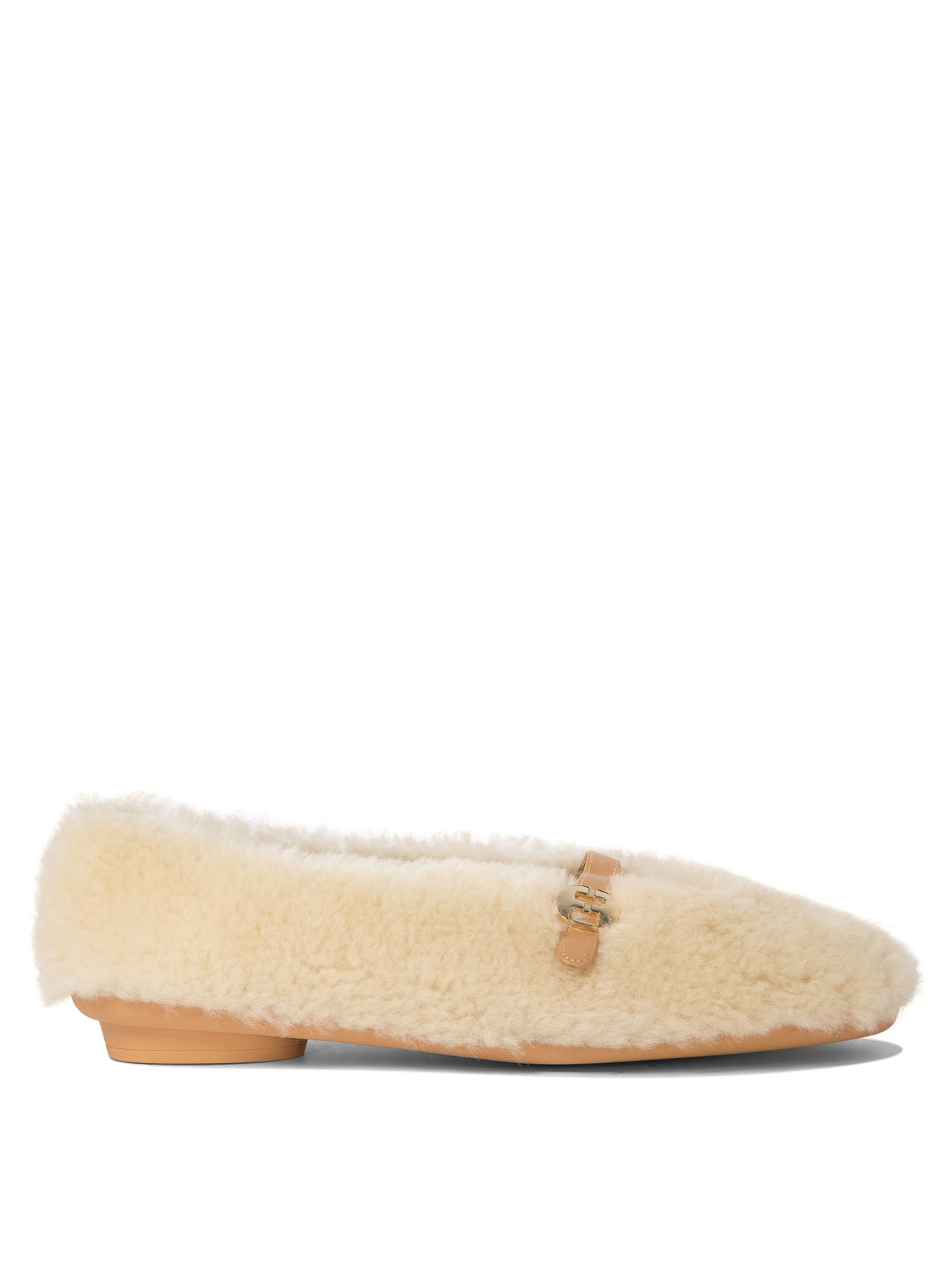 Ferragamo Noella Fur Shearling Ballet Flats