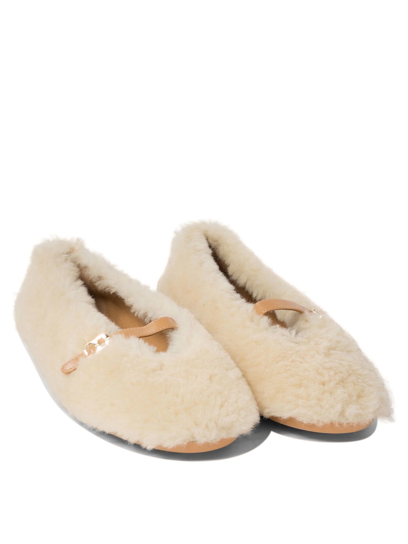 Ferragamo Noella Fur Shearling Ballet Flats