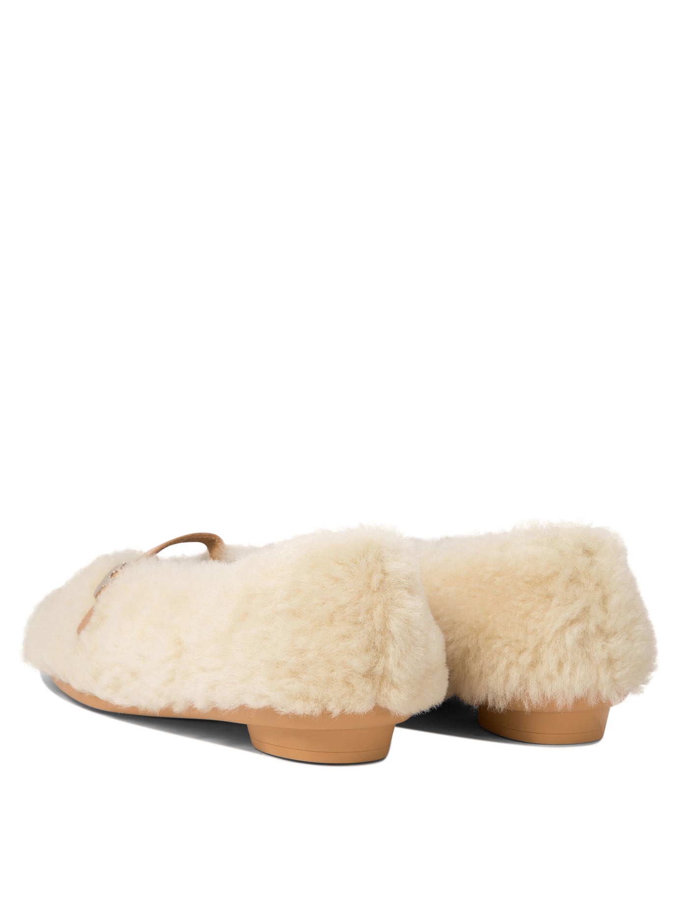 Ferragamo Noella Fur Shearling Ballet Flats