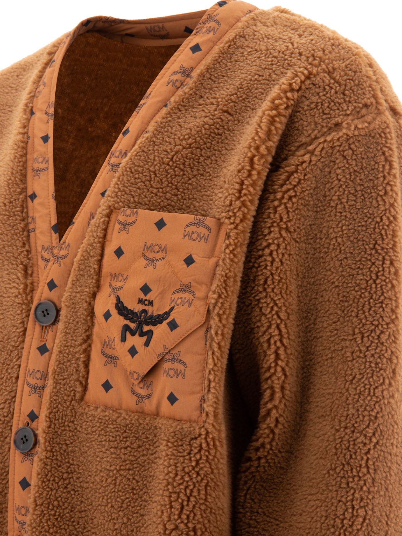 Mcm Monogram Cardigan-Style Fleece Jacket