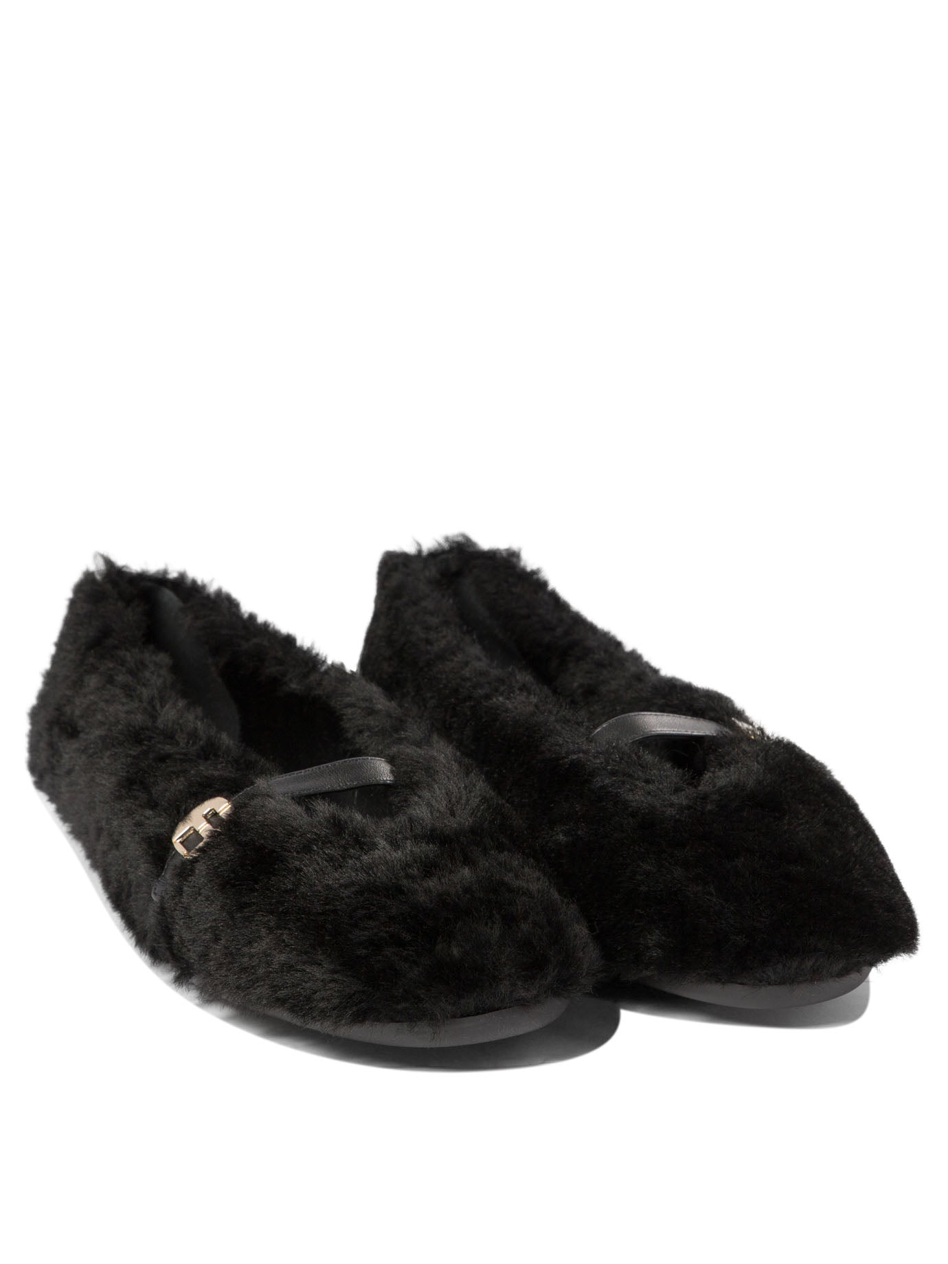 Ferragamo Noella Fur Shearling Ballet Flats