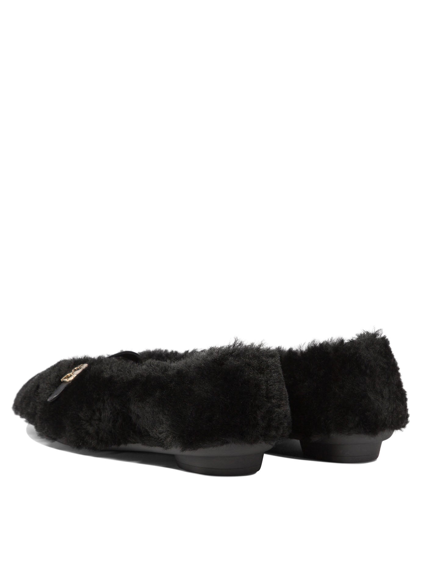 Ferragamo Noella Fur Shearling Ballet Flats