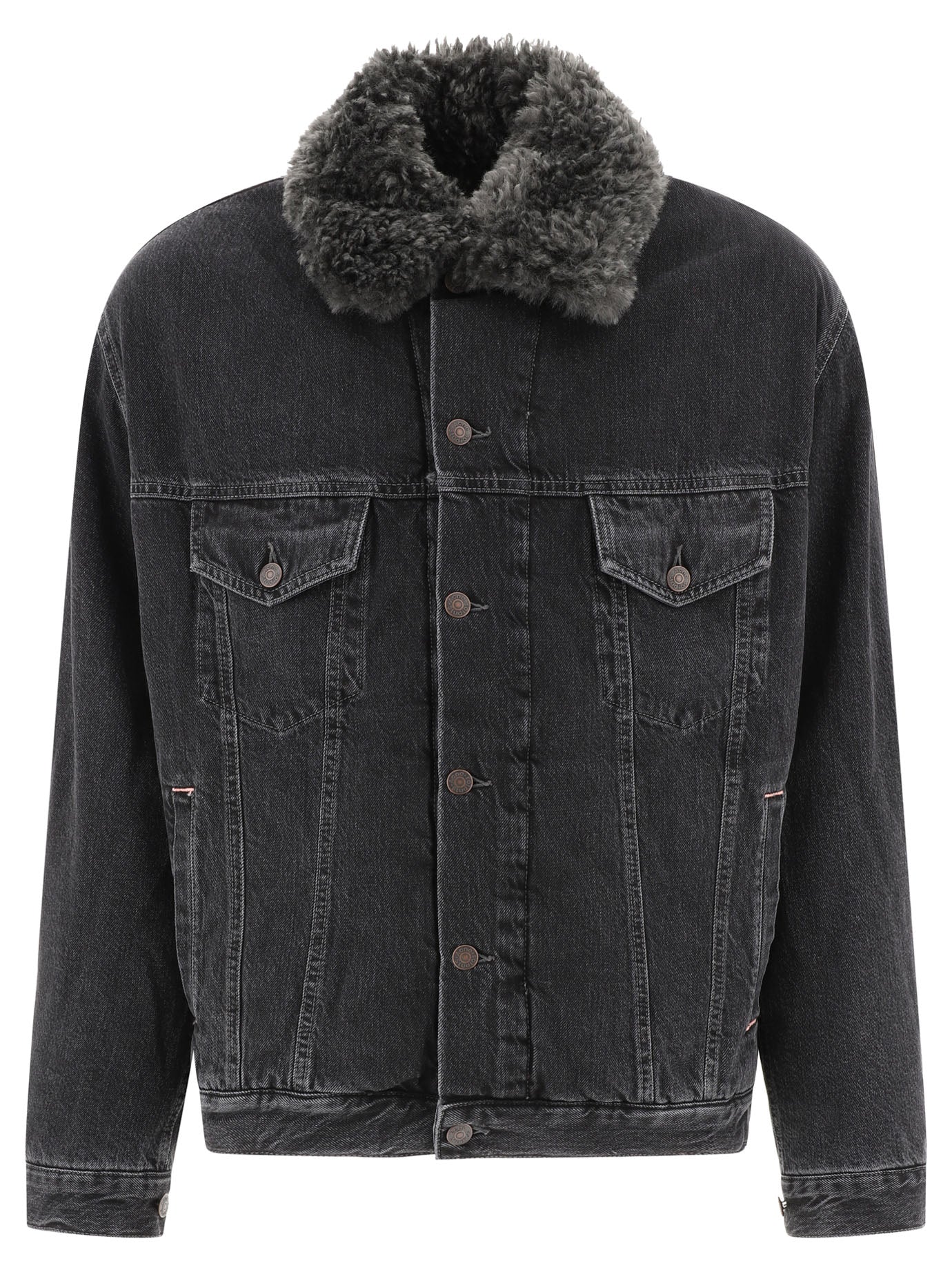 Acne Studios Lined Denim Jacket With Faux-Fur Collar