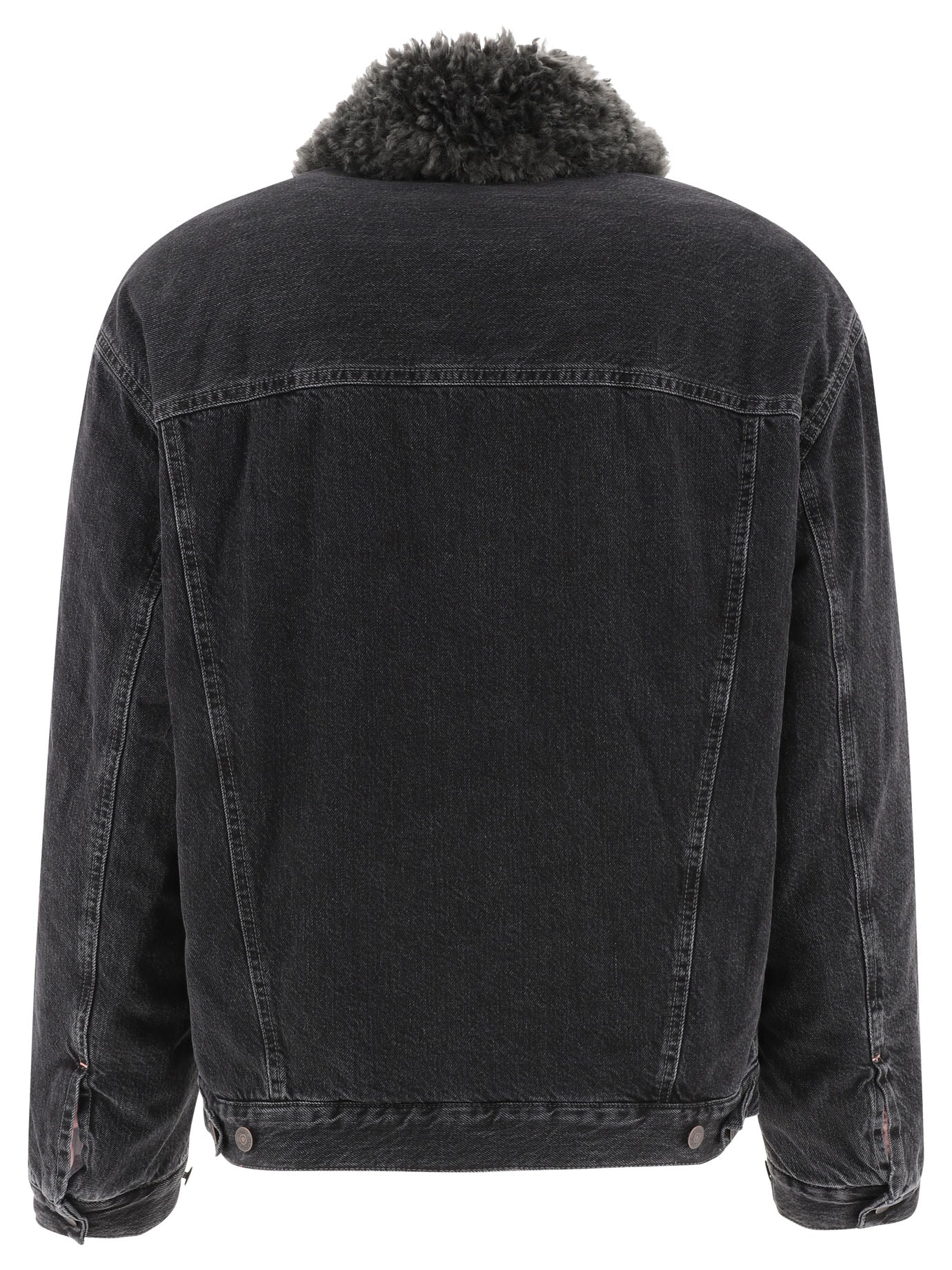 Acne Studios Lined Denim Jacket With Faux-Fur Collar