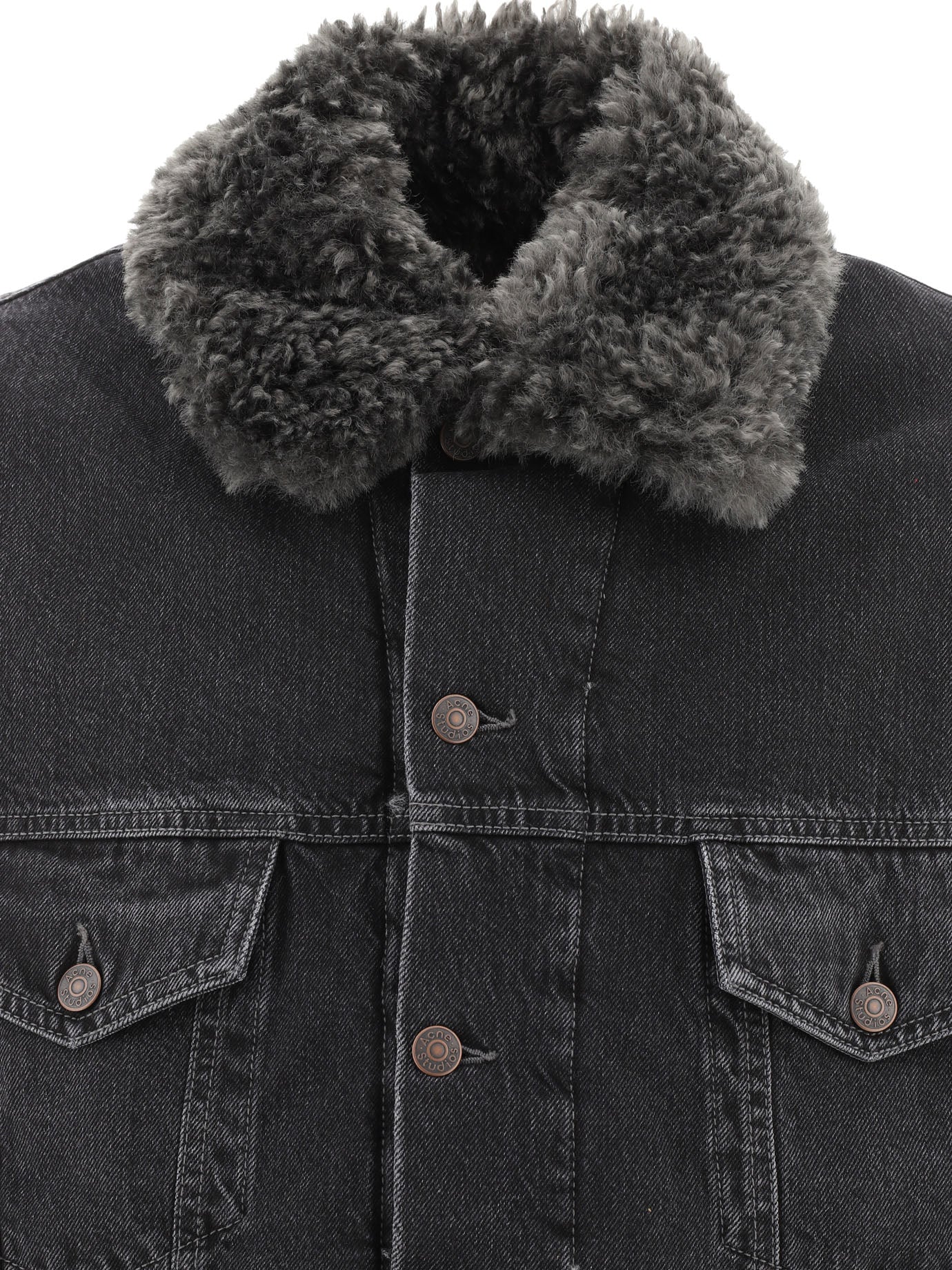 Acne Studios Lined Denim Jacket With Faux-Fur Collar