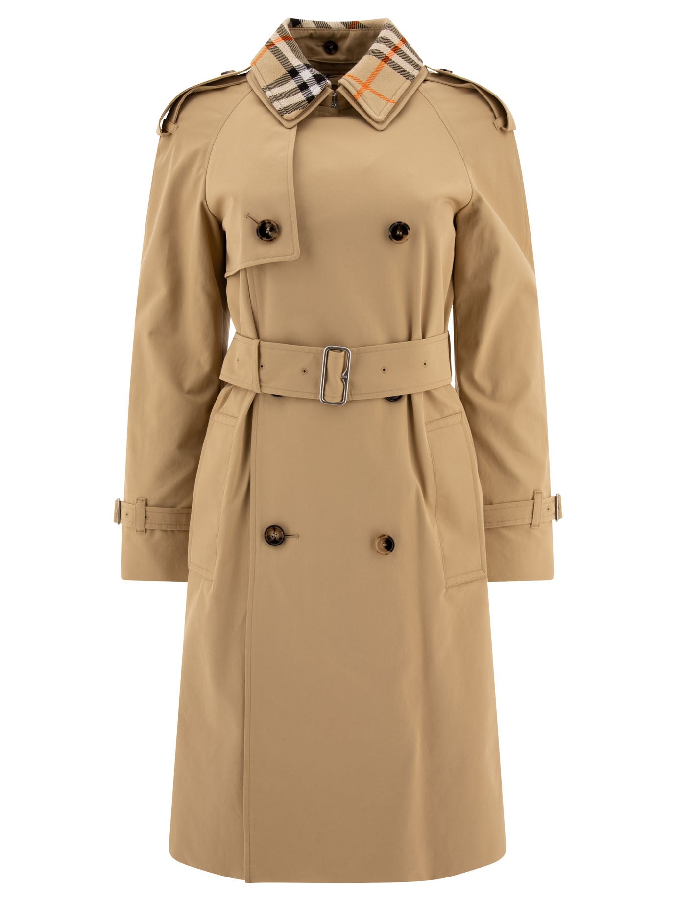 Burberry Long Gabardine Trench Coat With Detachable Collar