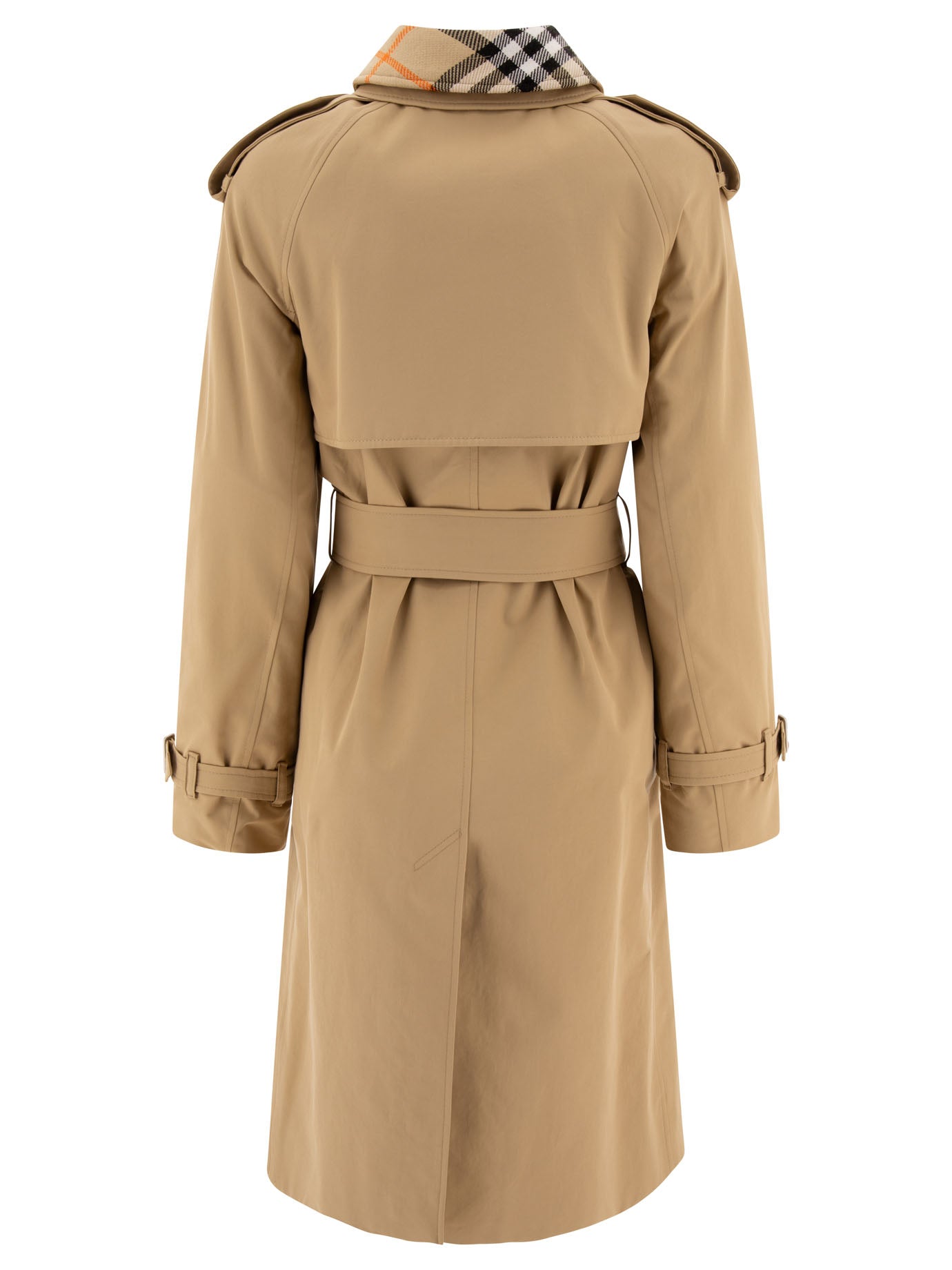 Burberry Long Gabardine Trench Coat With Detachable Collar