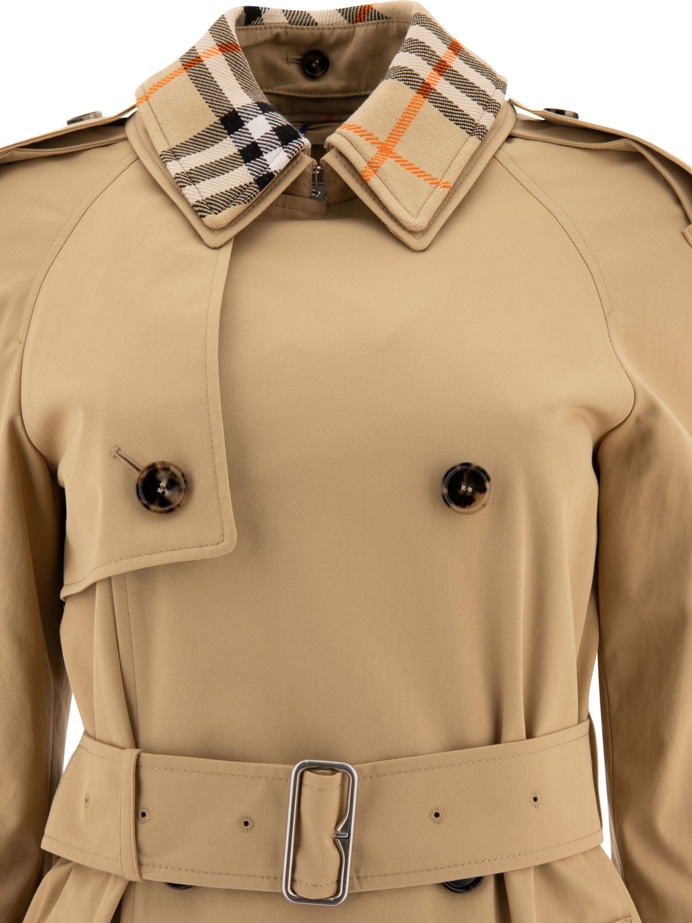 Burberry Long Gabardine Trench Coat With Detachable Collar