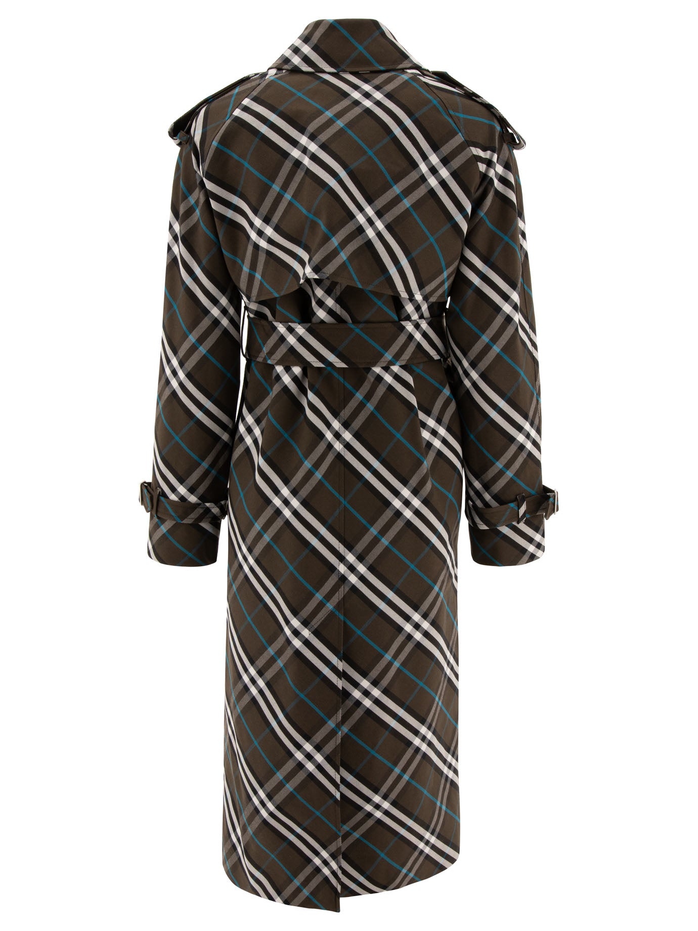 Burberry Check Cotton Blend Long Trenchcoat