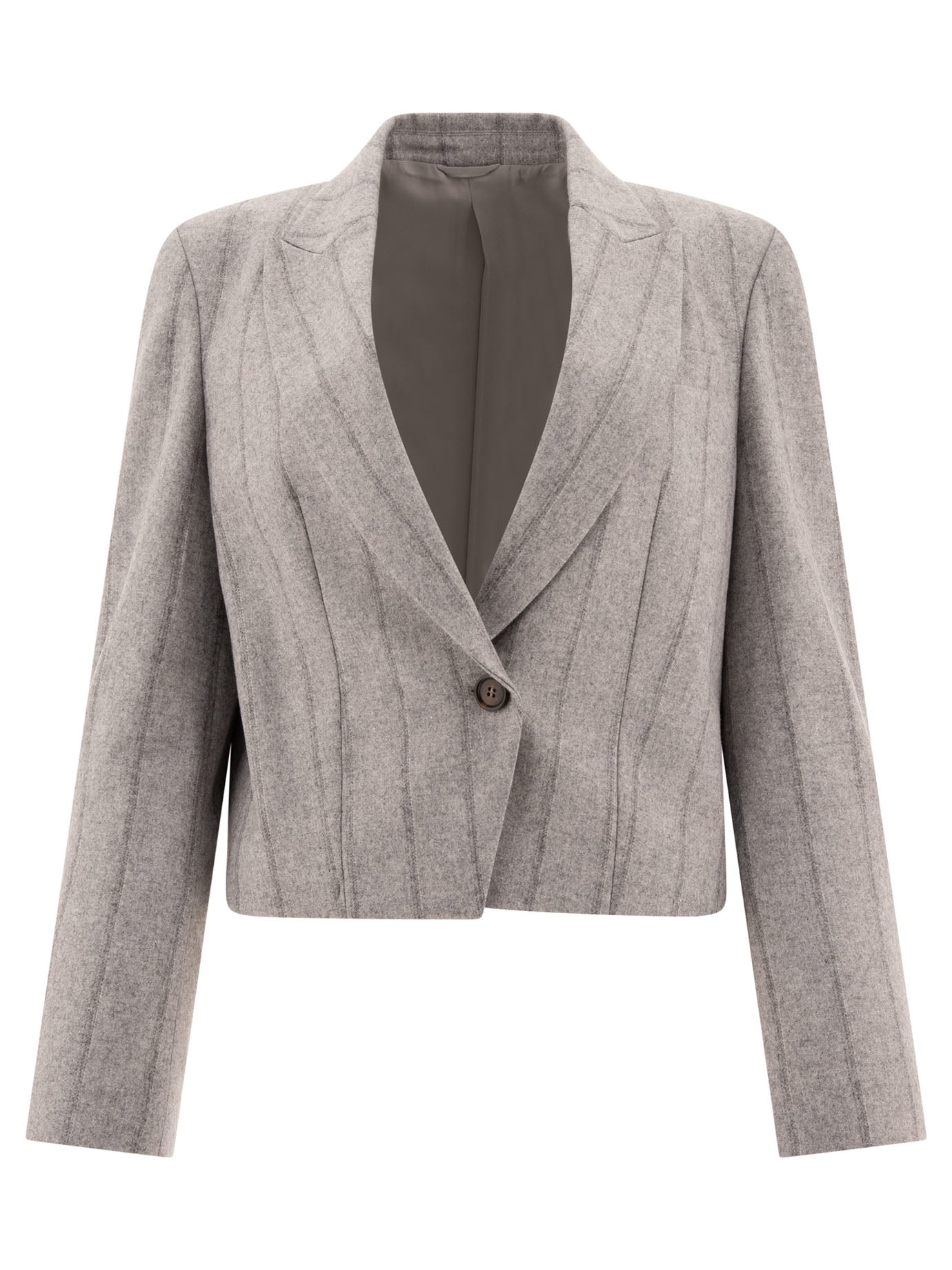 Brunello Cucinelli Striped Cropped Blazer With Monili