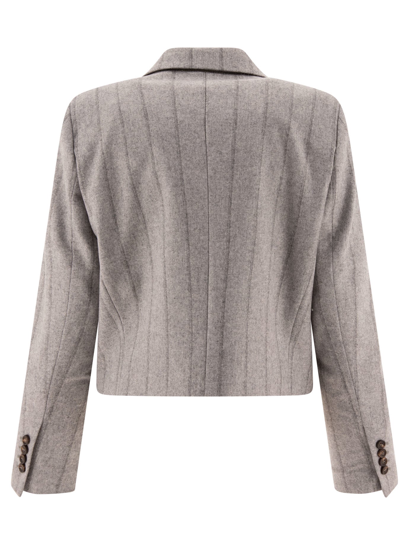 Brunello Cucinelli Striped Cropped Blazer With Monili