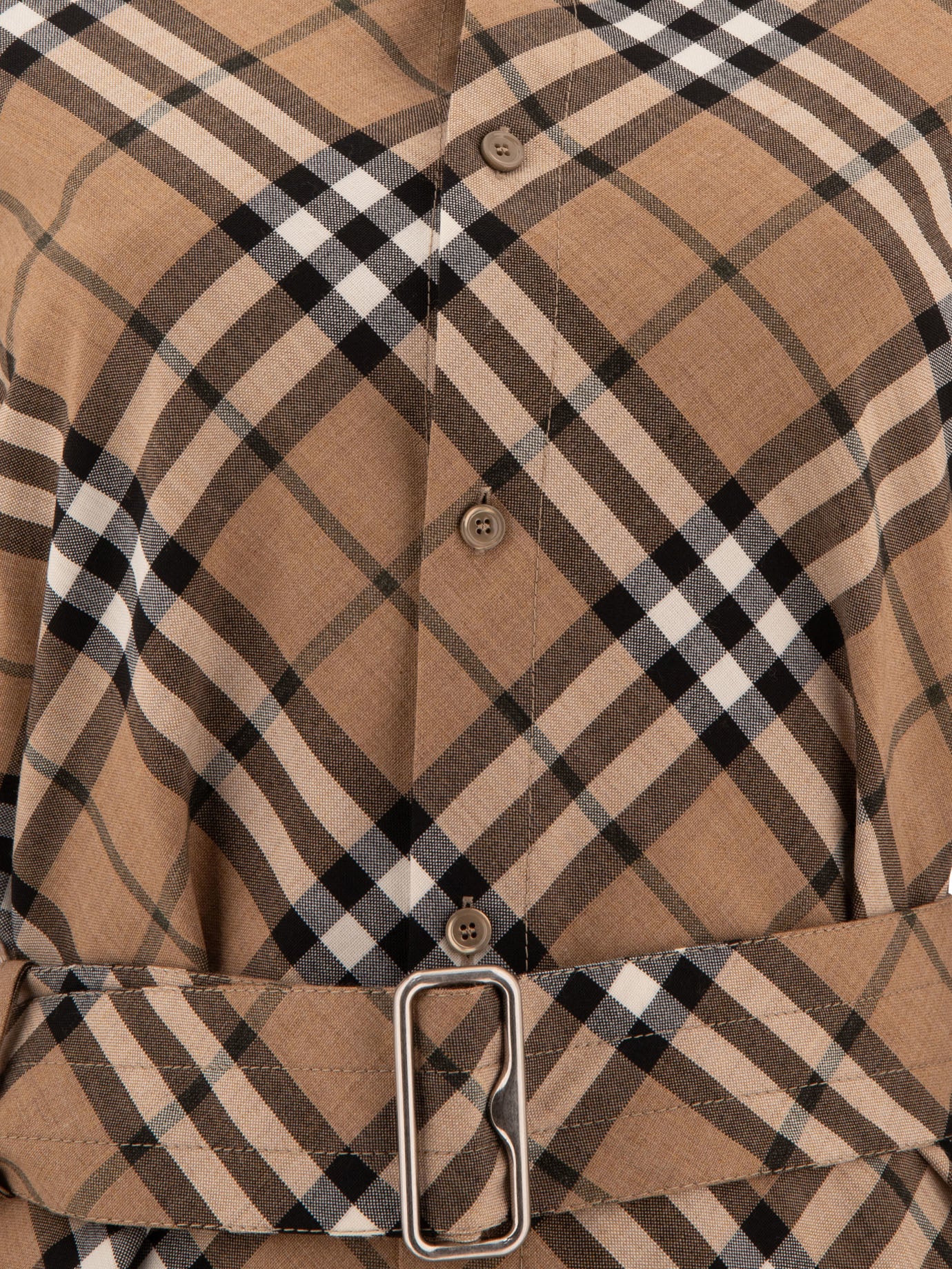 Burberry Check Wool Blend Shirt Dress