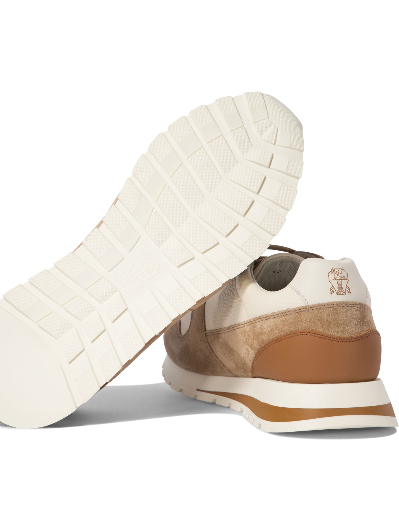 Brunello Cucinelli Leather Sneakers With Suede Inserts