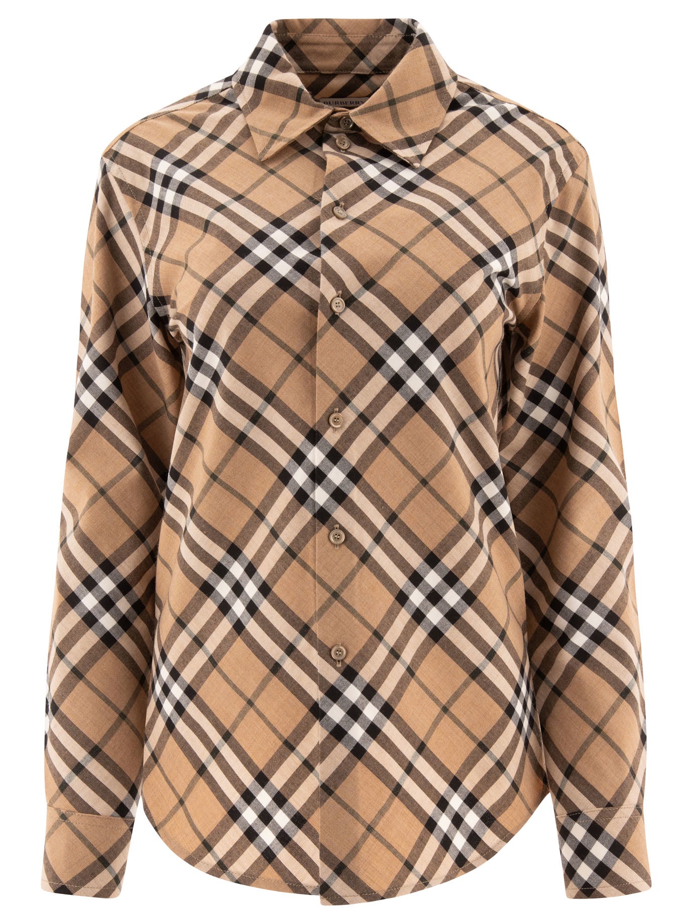 Burberry Wool Blend Shirt With Check Motif