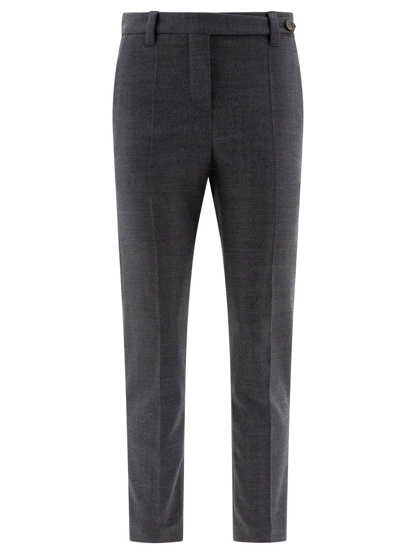 Brunello Cucinelli Wool Cigarette Trousers With Monili