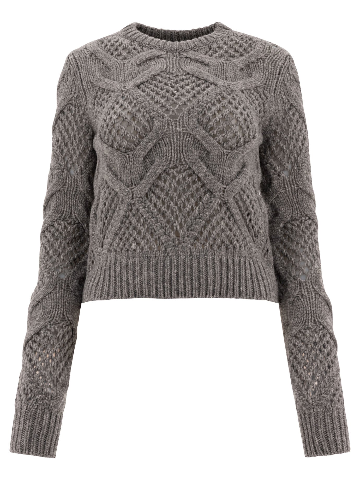 Max Mara Sportmax Narvel Diamond-Knit Crewneck Sweater