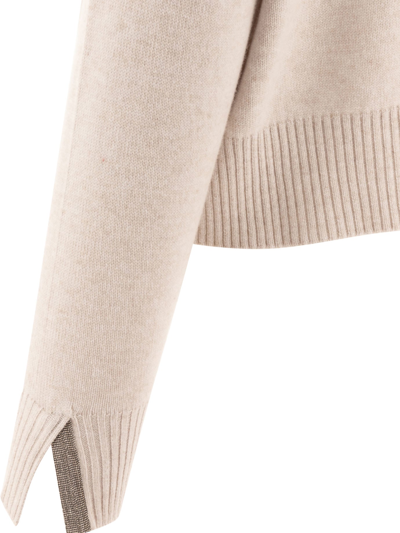 Brunello Cucinelli Cashmere Sweater With Shiny Cuff Details