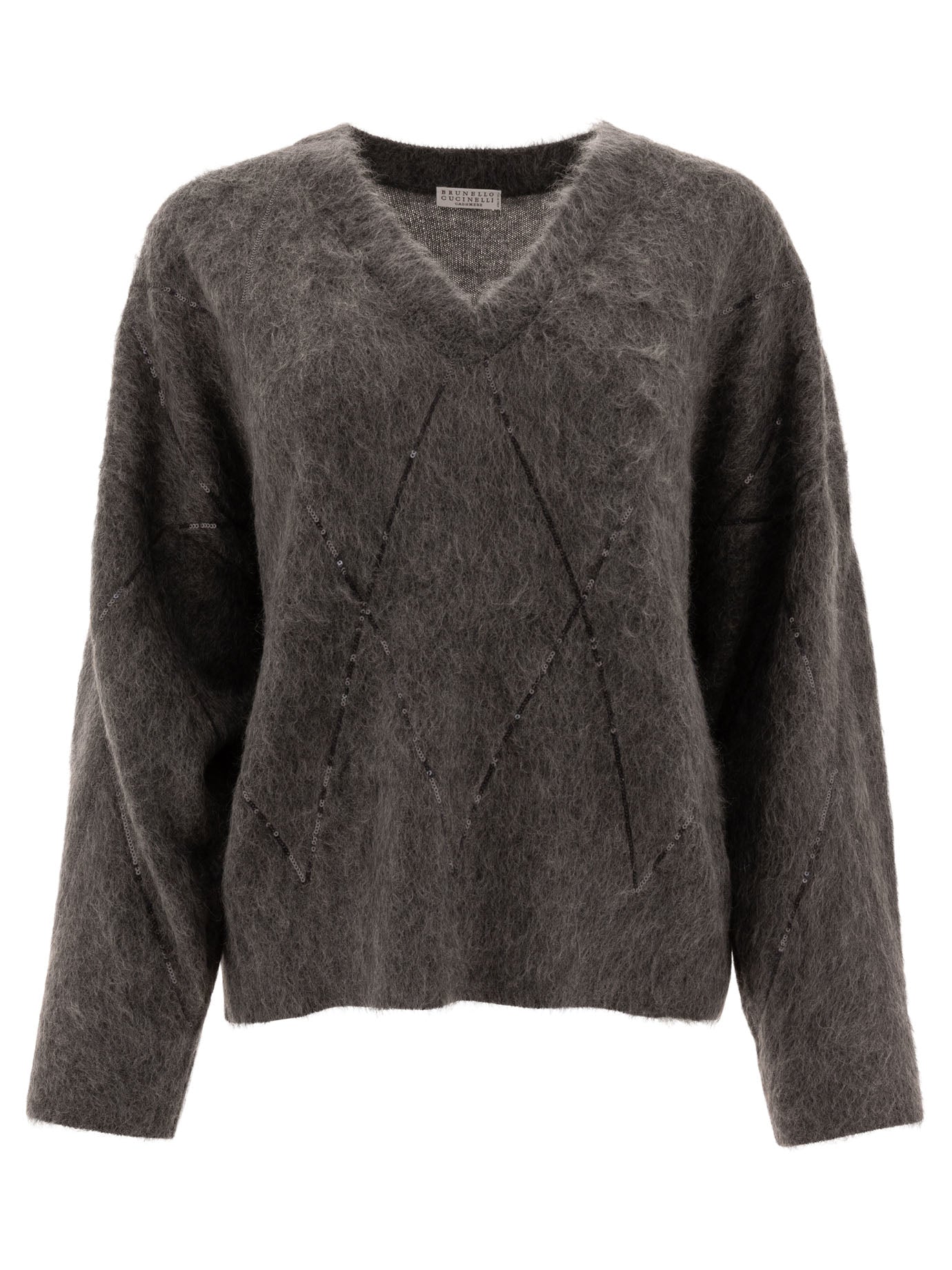 Brunello Cucinelli Sweater With Dazzling Argyle Embroidery