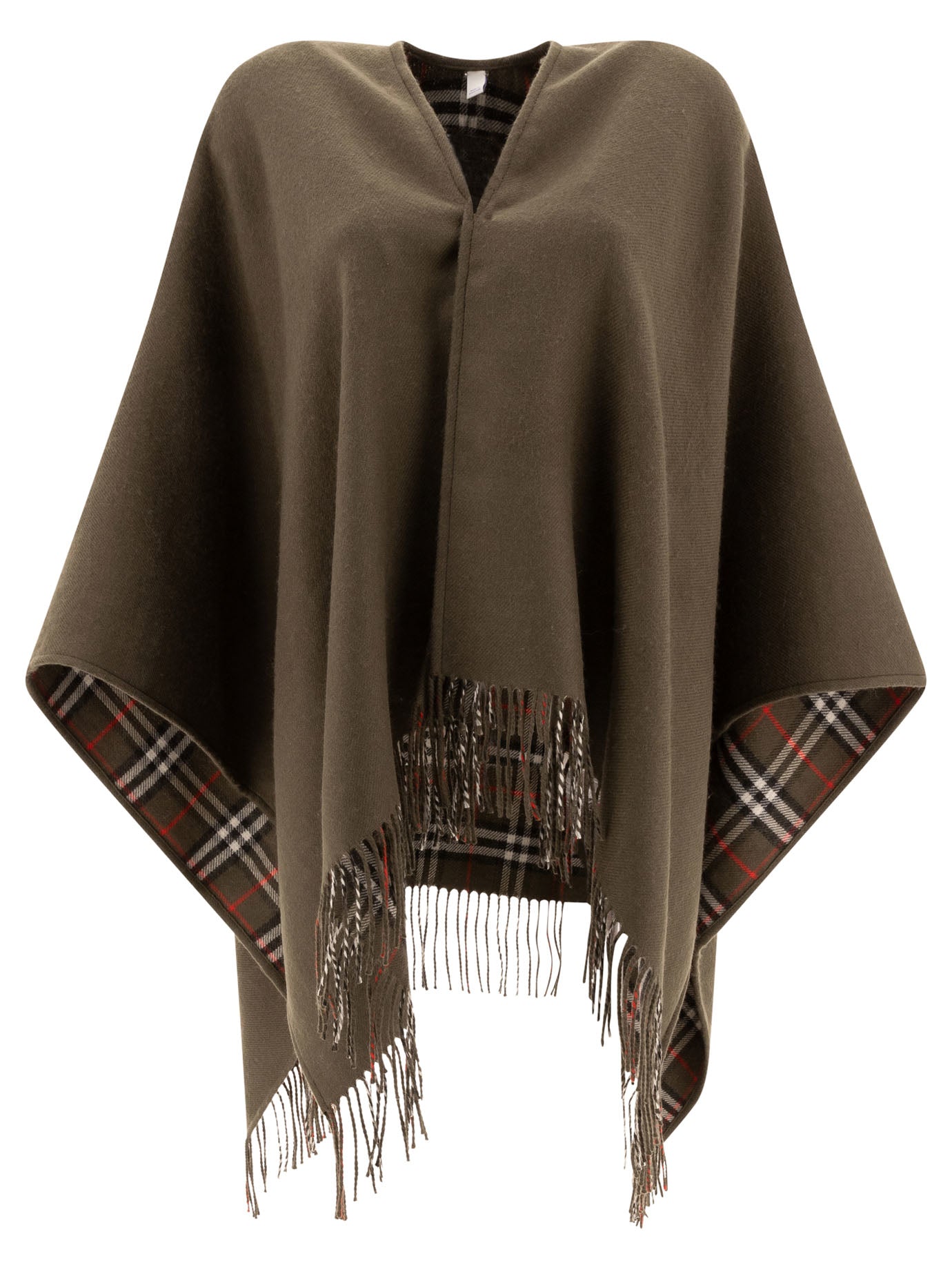 Burberry Reversible Cape In Check Wool