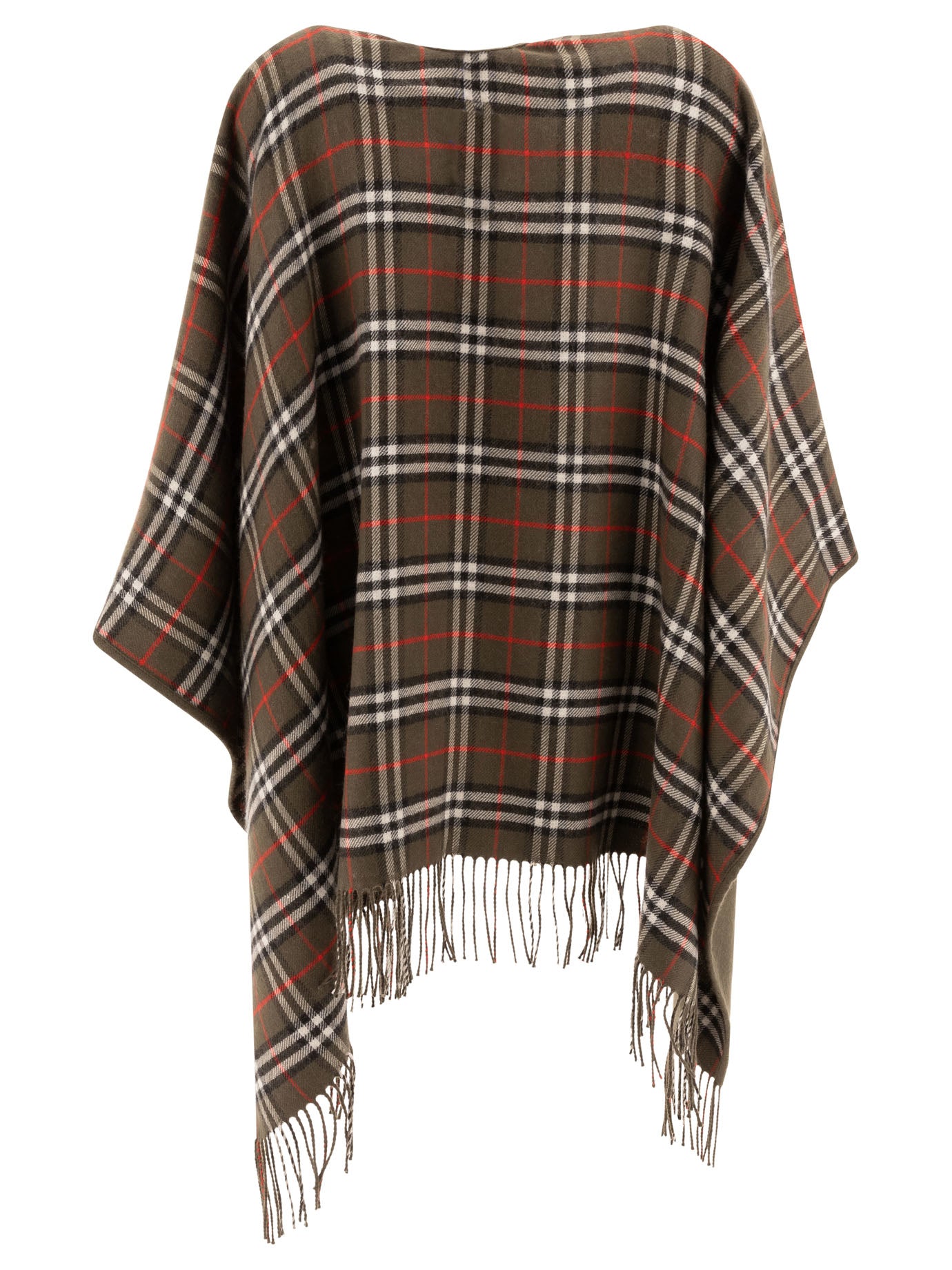 Burberry Reversible Cape In Check Wool