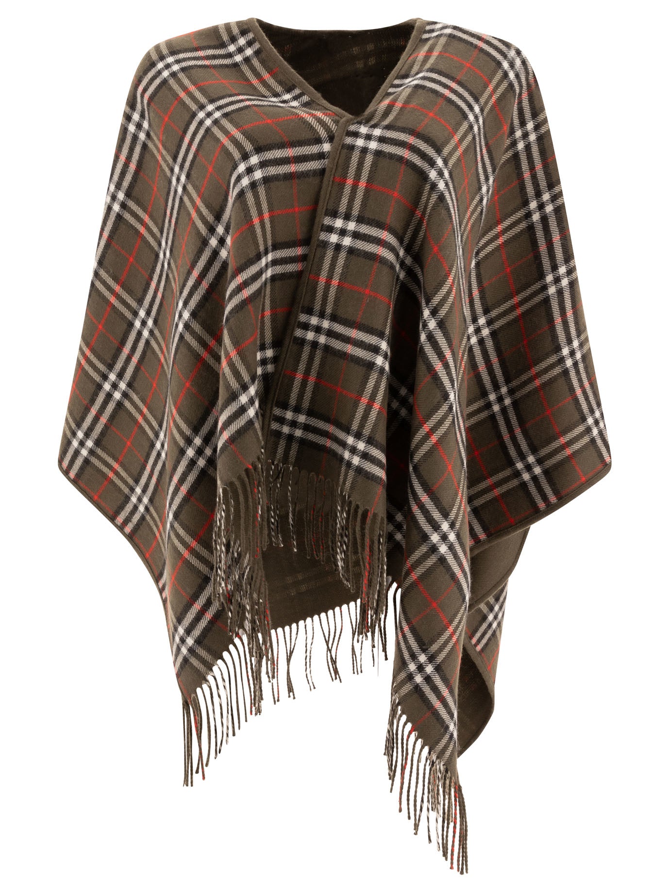 Burberry Reversible Cape In Check Wool