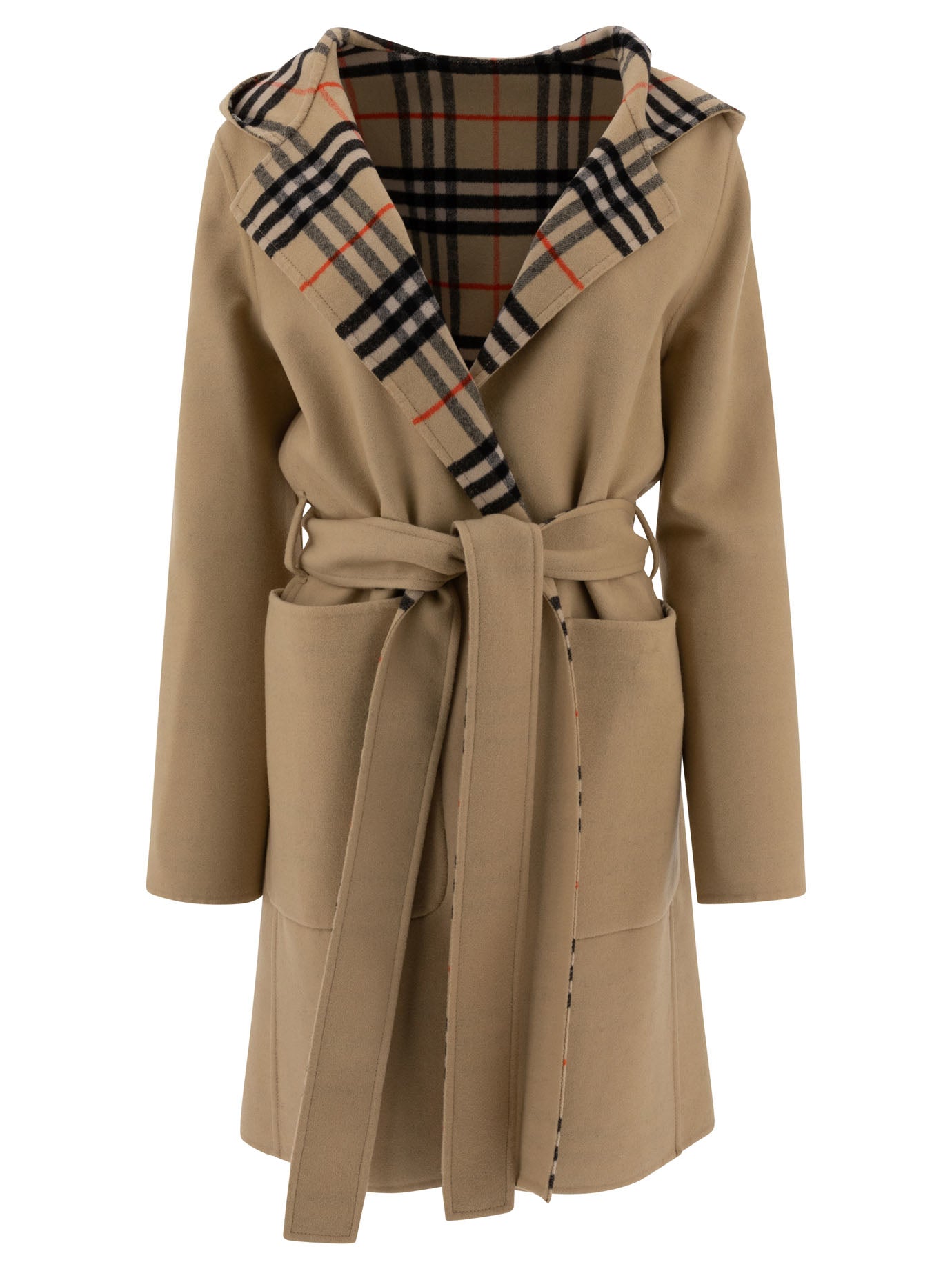 Burberry Reversible Car Coat In Check Wool