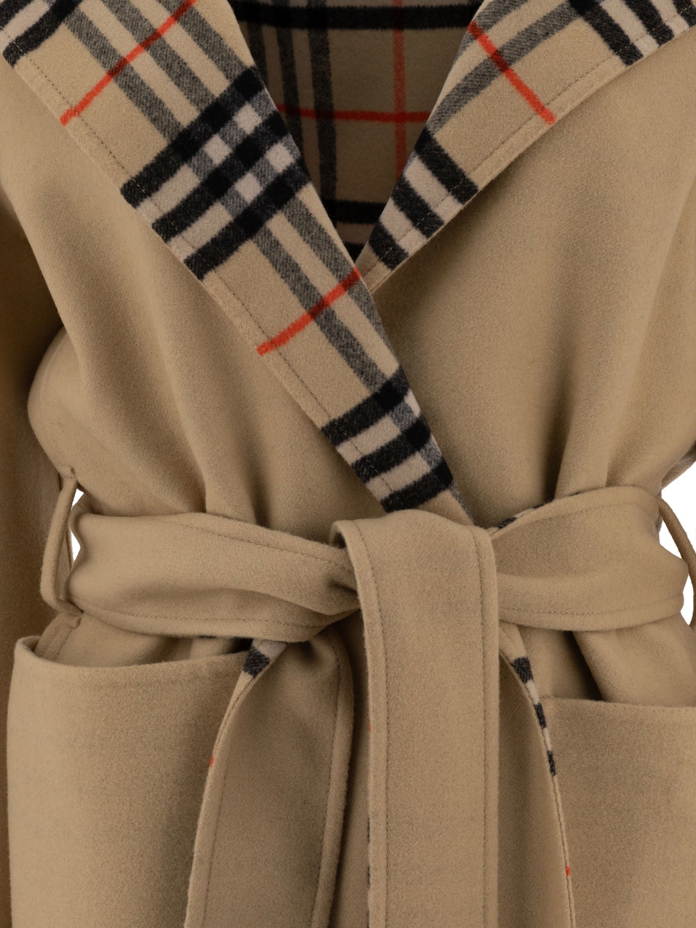 Burberry Reversible Car Coat In Check Wool