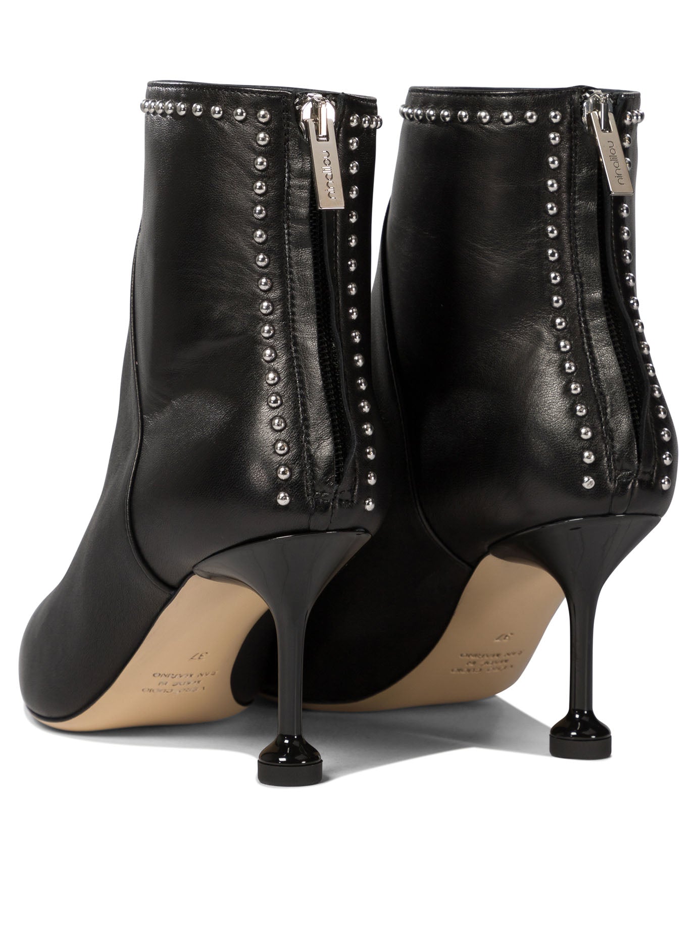 Ninalilou Zippered Ankle Boots With Studs