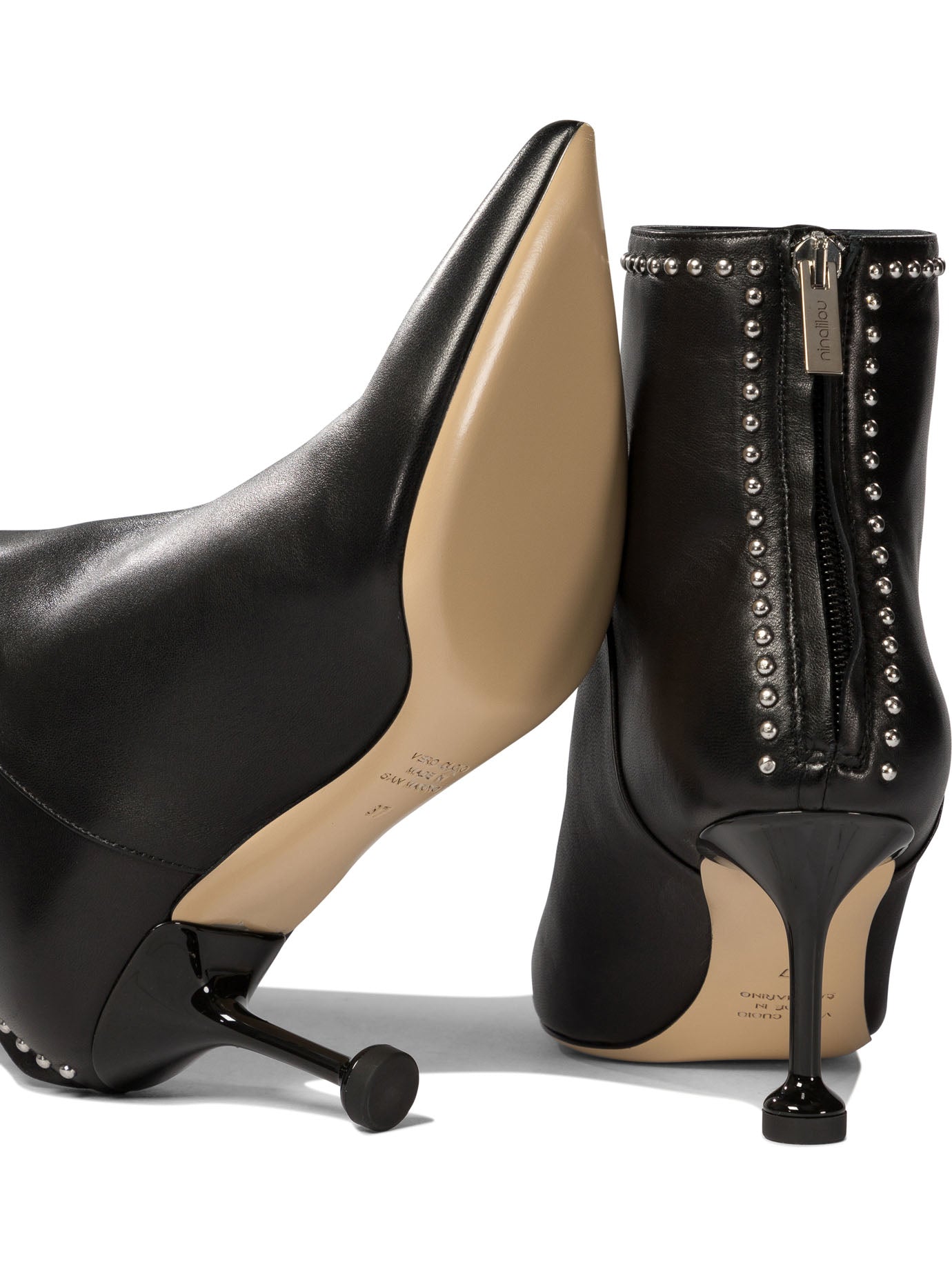 Ninalilou Zippered Ankle Boots With Studs