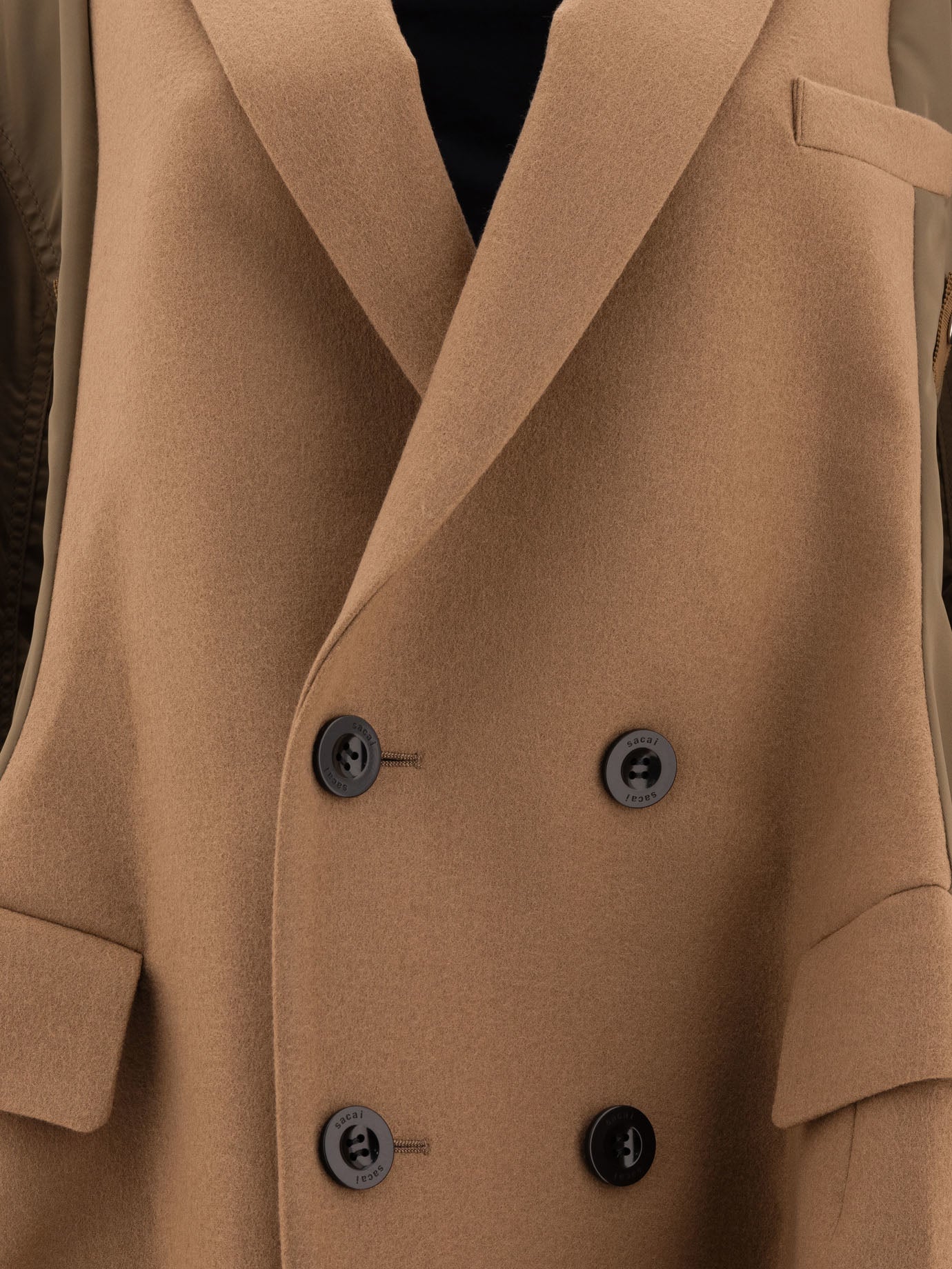 Sacai Wool Melton X Nylon Twill Coat