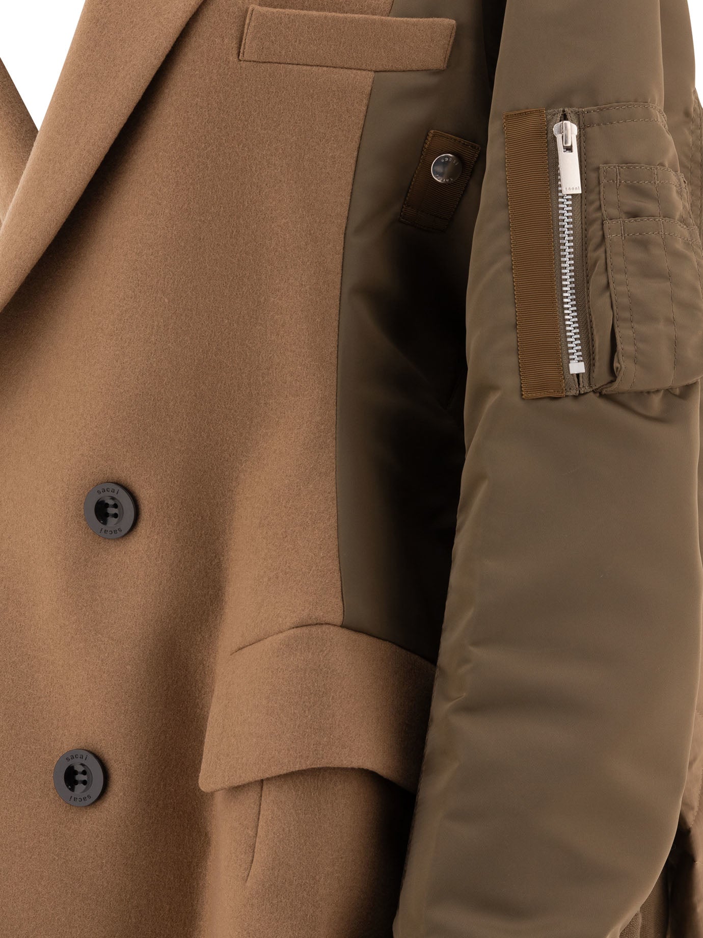 Sacai Wool Melton X Nylon Twill Coat