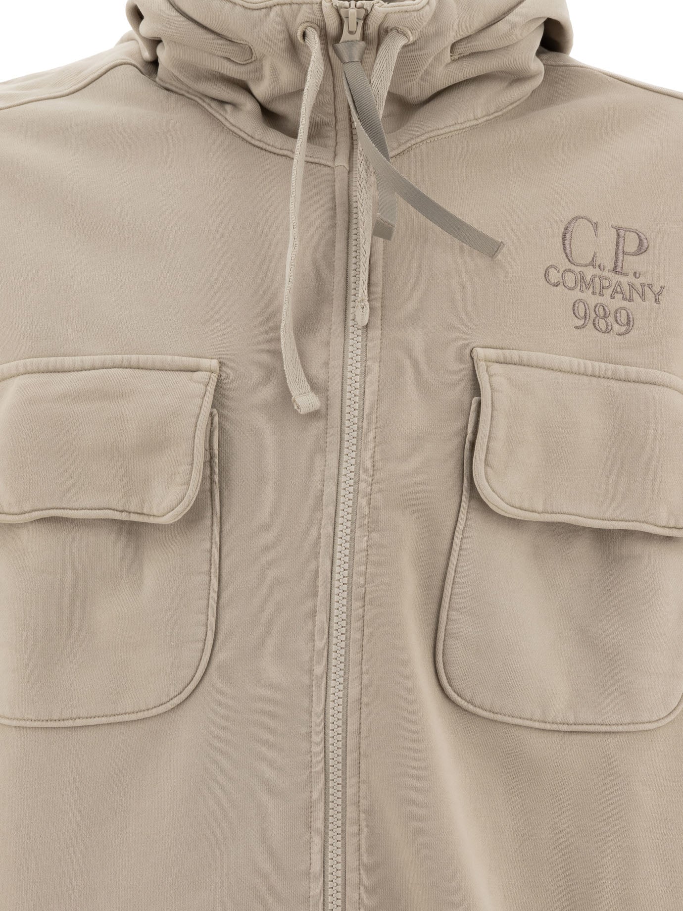 C.P. Company Brushed And Emerized Diagonal Fleece Zipped Hoodie