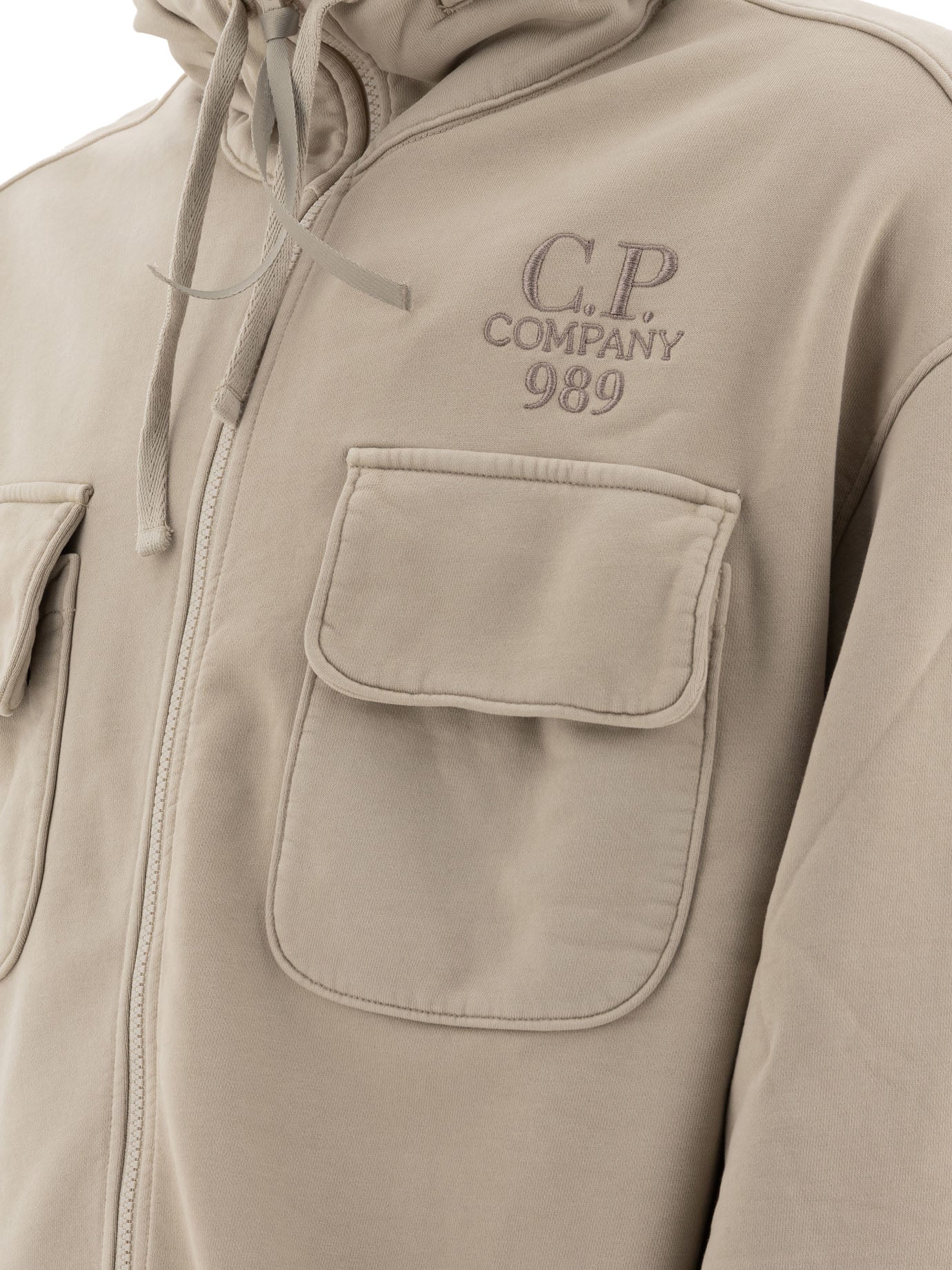 C.P. Company Brushed And Emerized Diagonal Fleece Zipped Hoodie