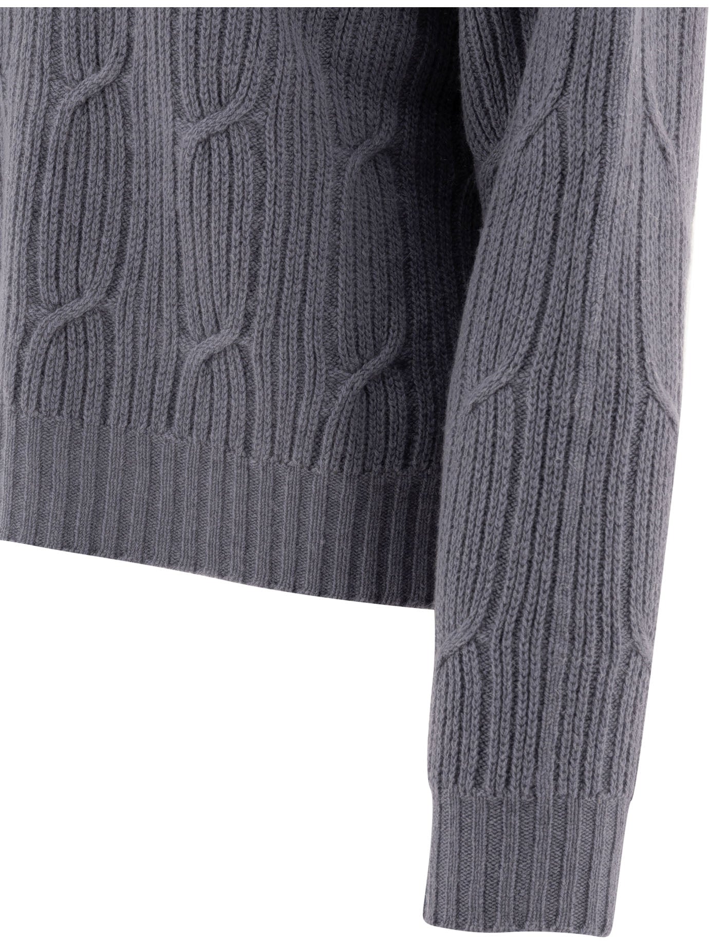 Peserico Lamé Cable-Knit Sweater