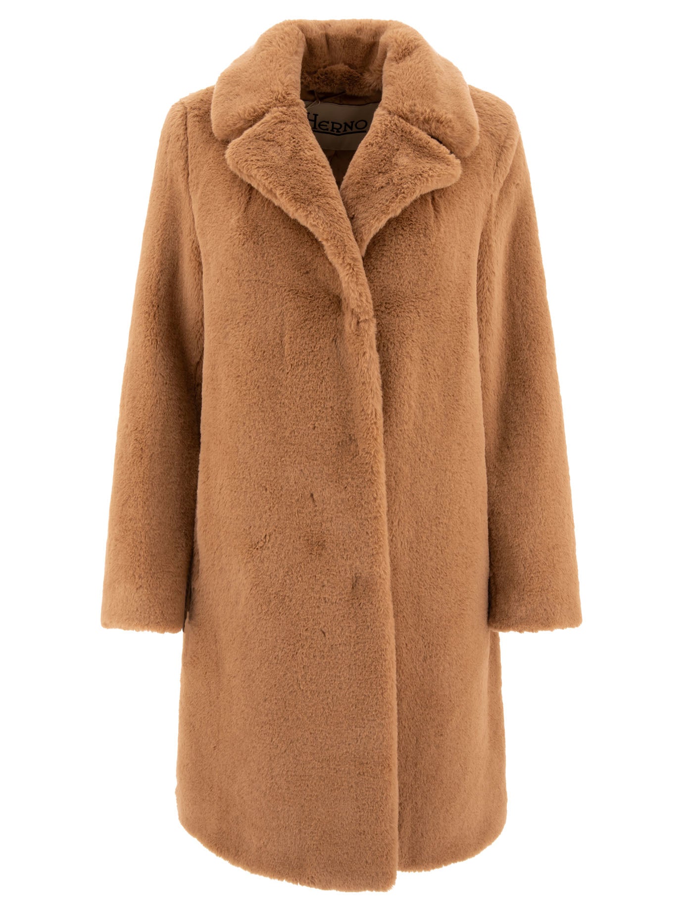 Herno Faux Fur Single-Breasted Coat