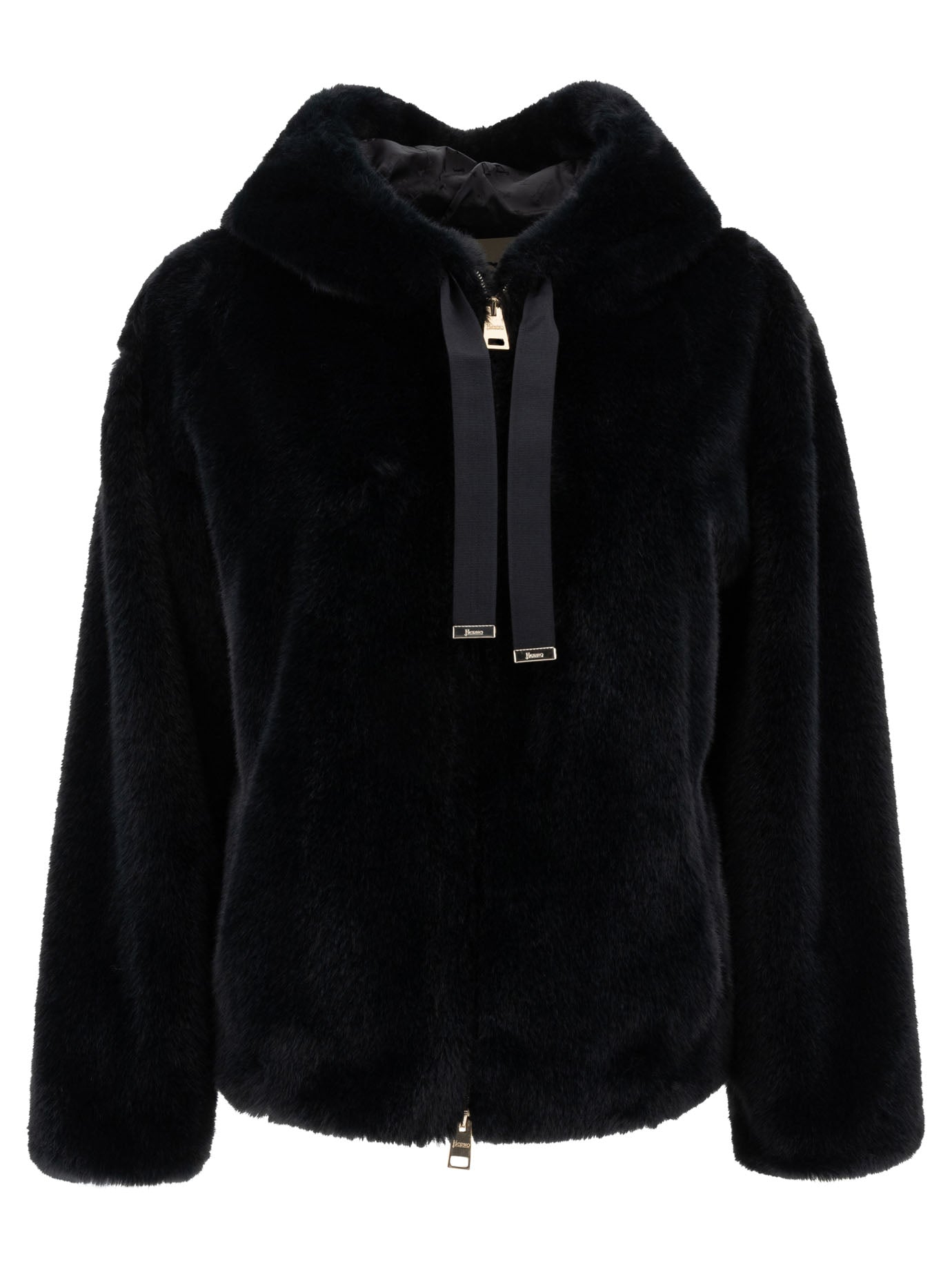 Herno Faux Mink Fur Short Coat