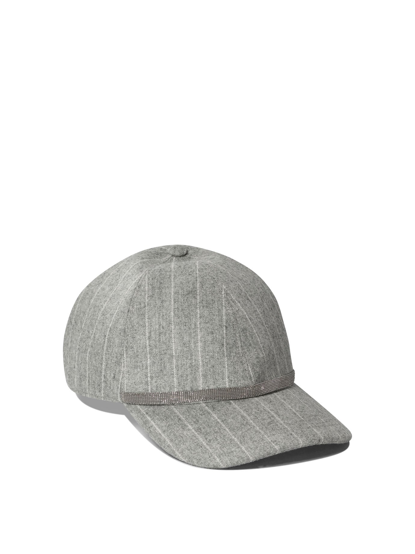 Brunello Cucinelli Chalkstripe Flannel Cap With Shiny Band