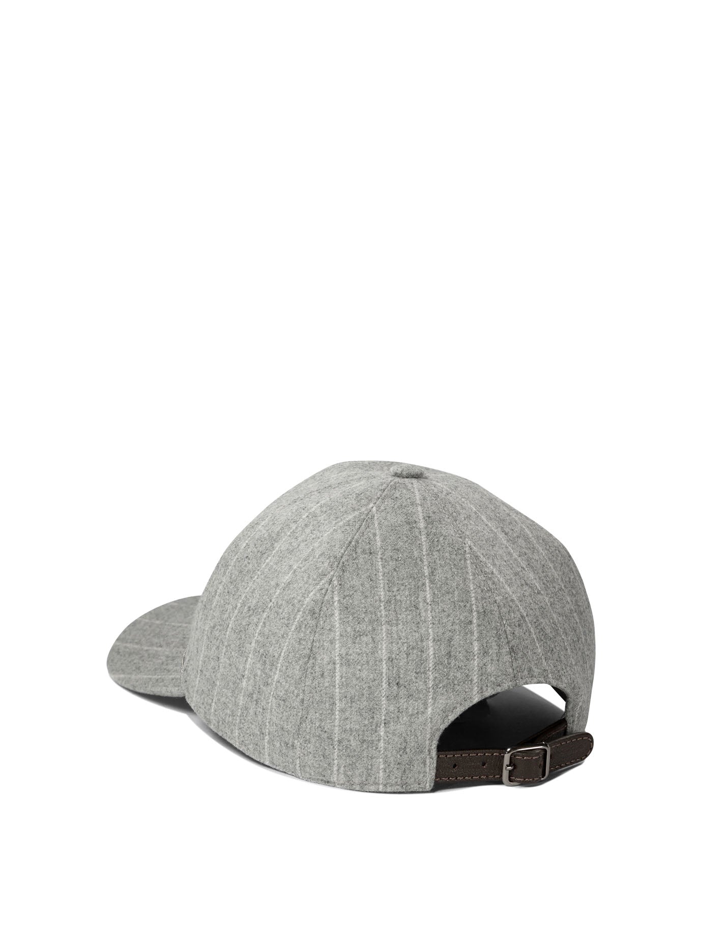 Brunello Cucinelli Chalkstripe Flannel Cap With Shiny Band