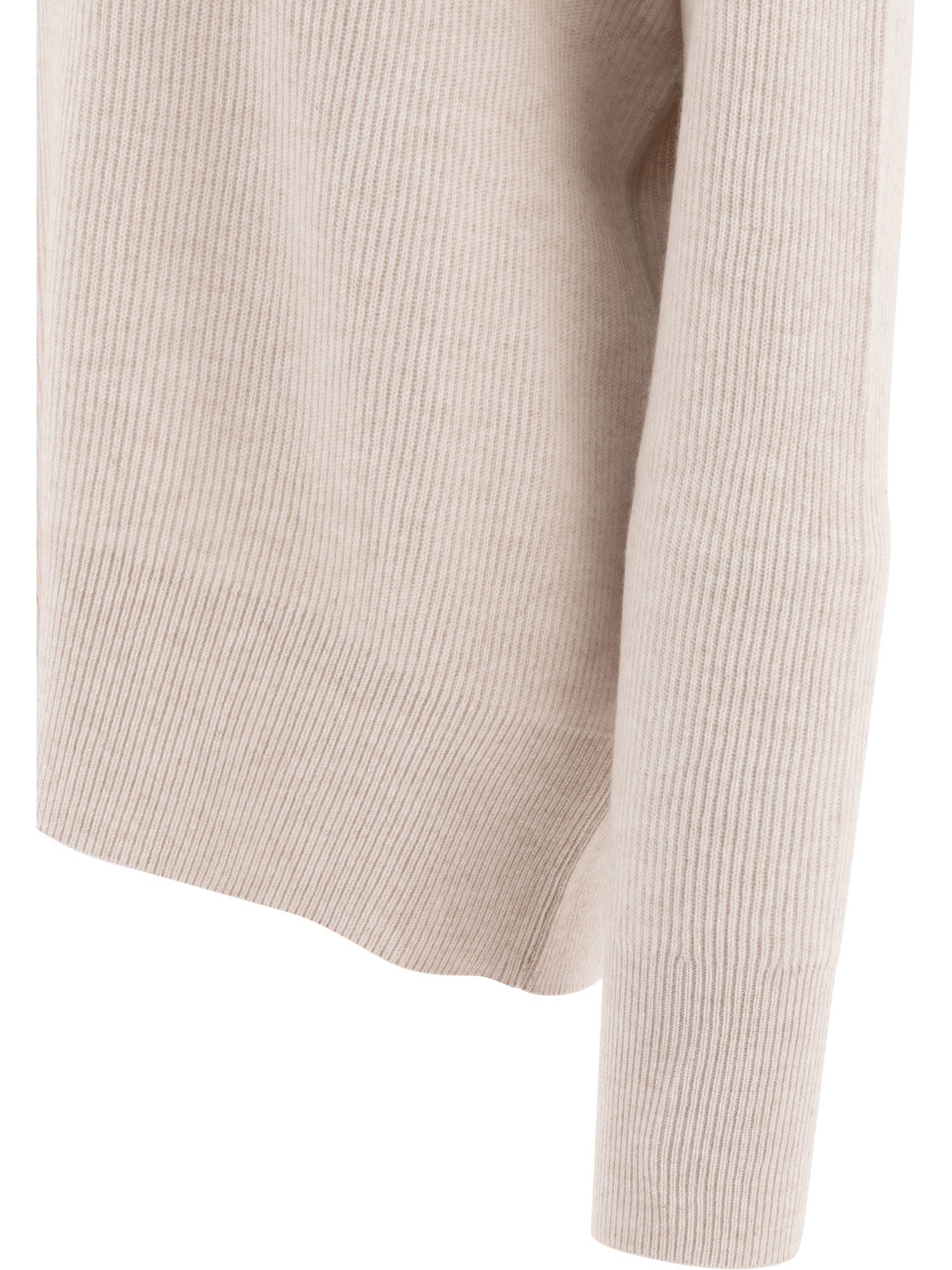 Brunello Cucinelli Cashmere Sweater With Precious Ribbed Collar