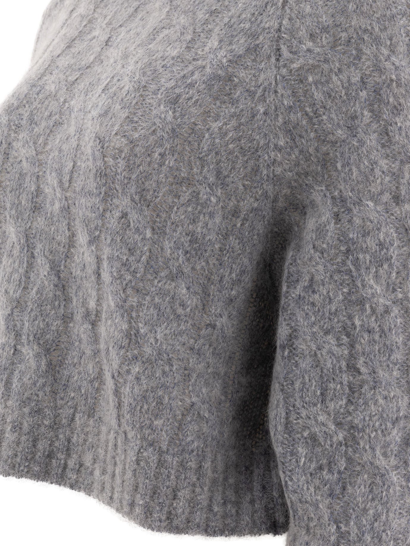 Brunello Cucinelli Wool And Mohair Cable Knit Turtleneck Sweater With Monili