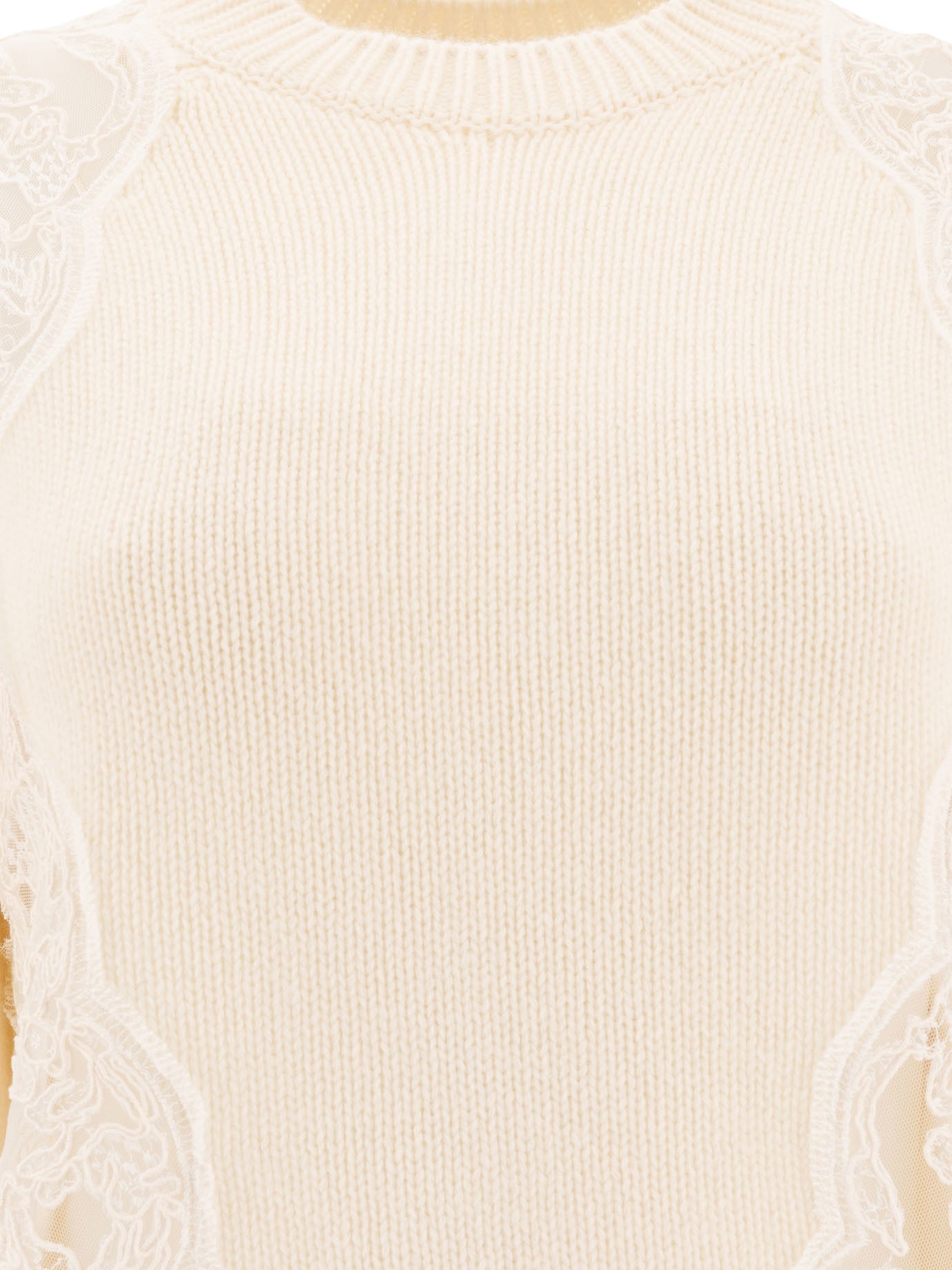 Elie Saab Sweater With Lace Inserts