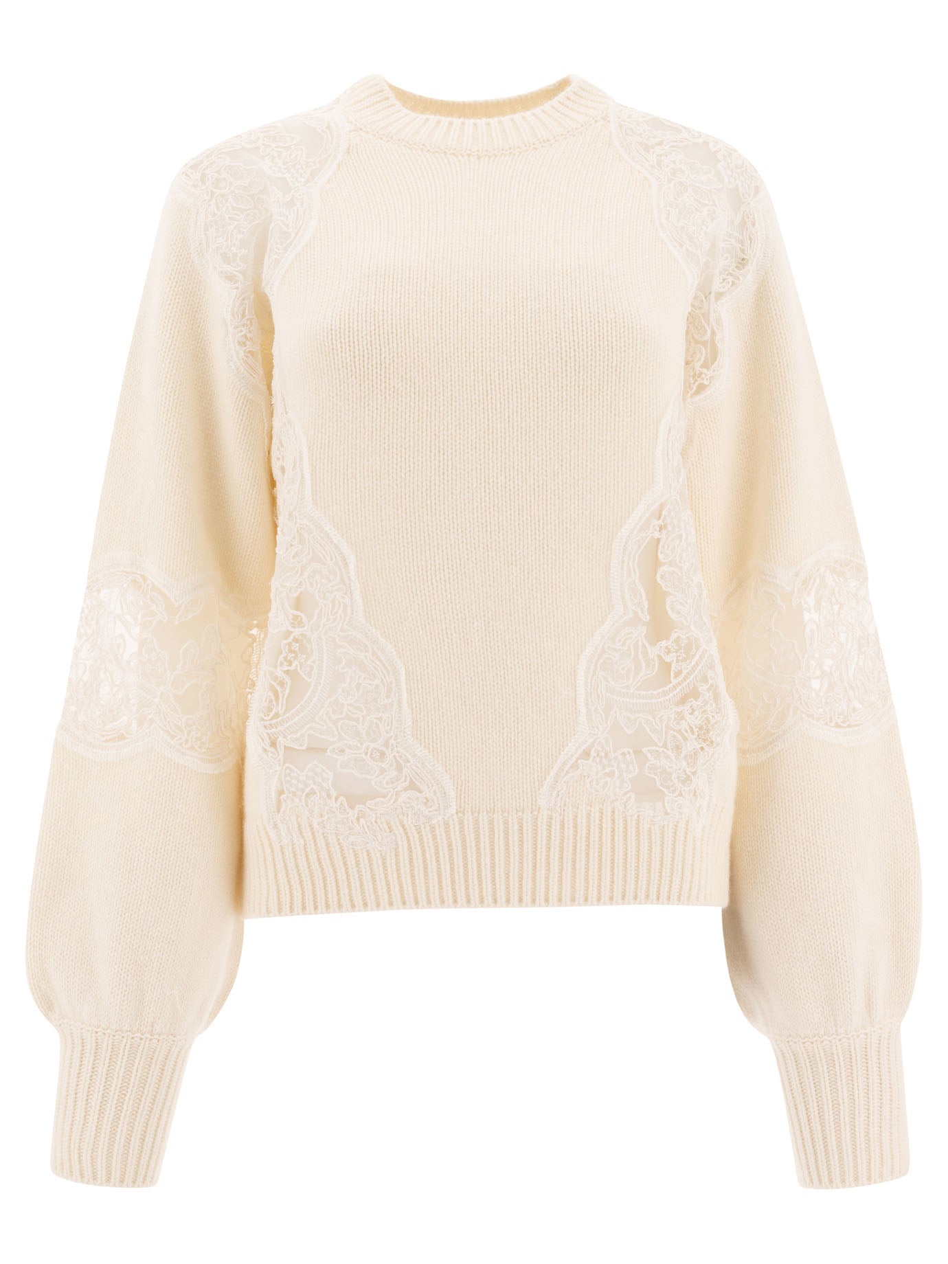 Elie Saab Sweater With Lace Inserts